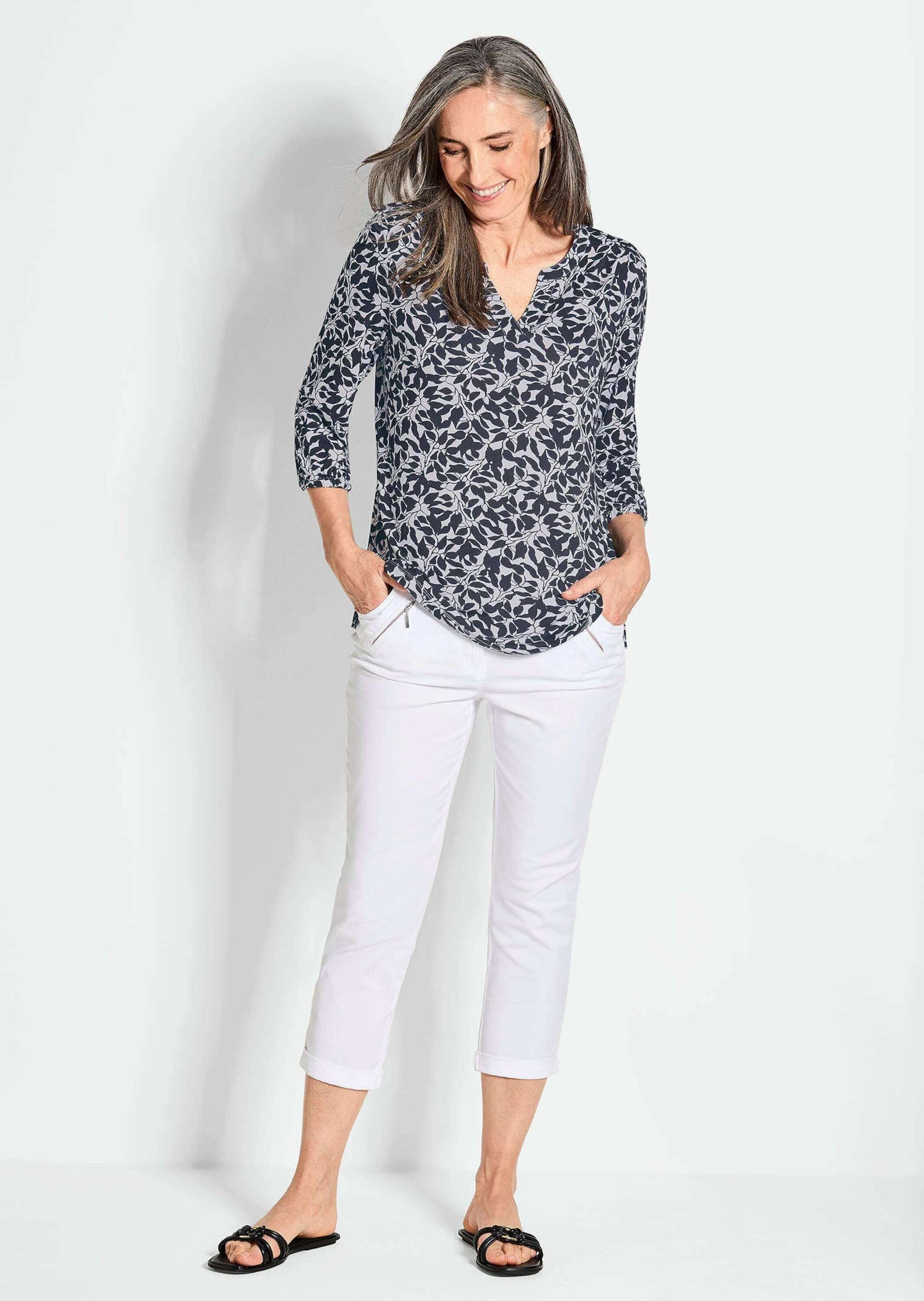 GOLDNER Schlupfbluse "Kurzgröße Bluse mit Muster, Halbarm" günstig online kaufen