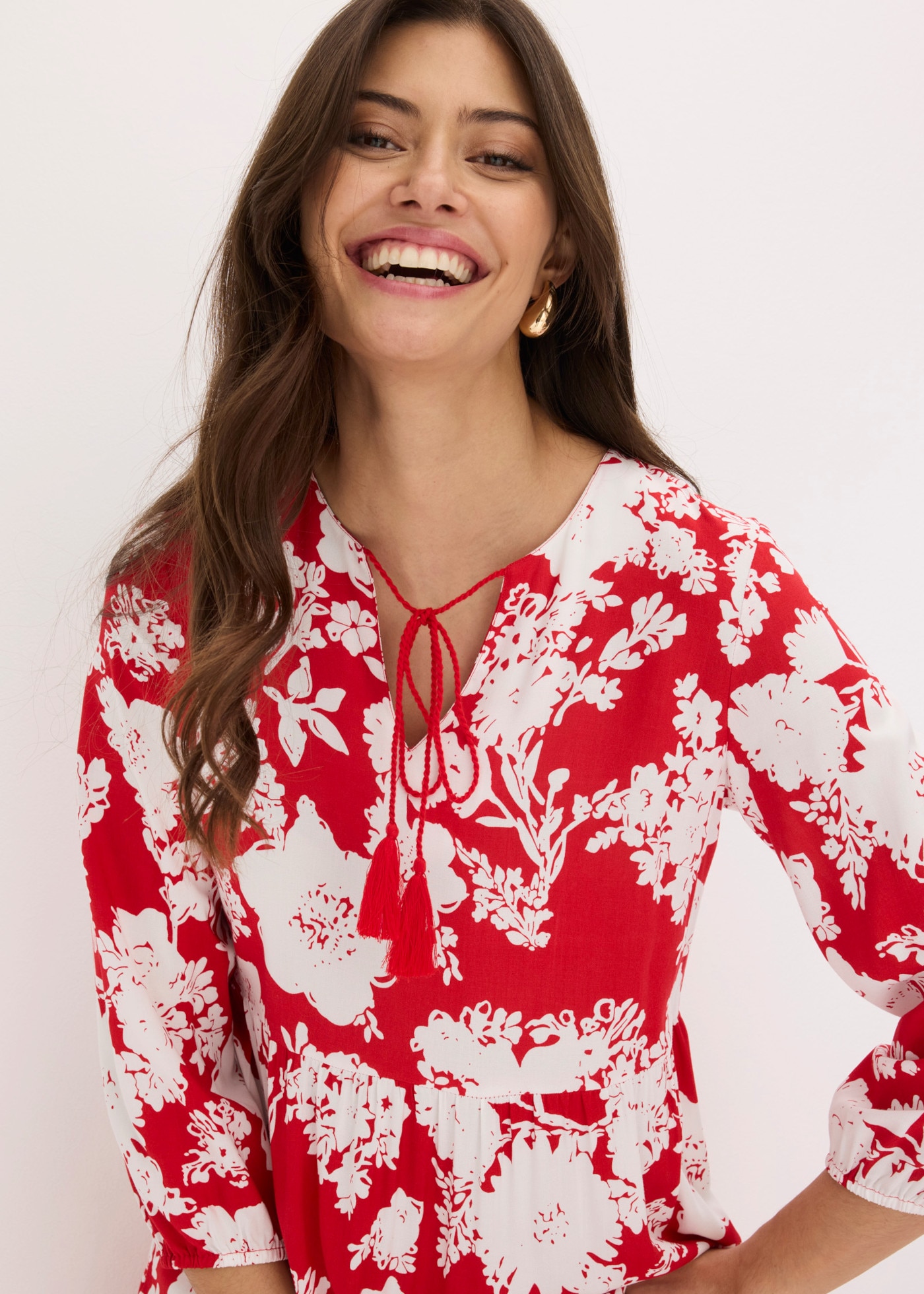 bonprix Maxikleid für Frühling und Sommer, aus Viskose, ausgestellte Passform