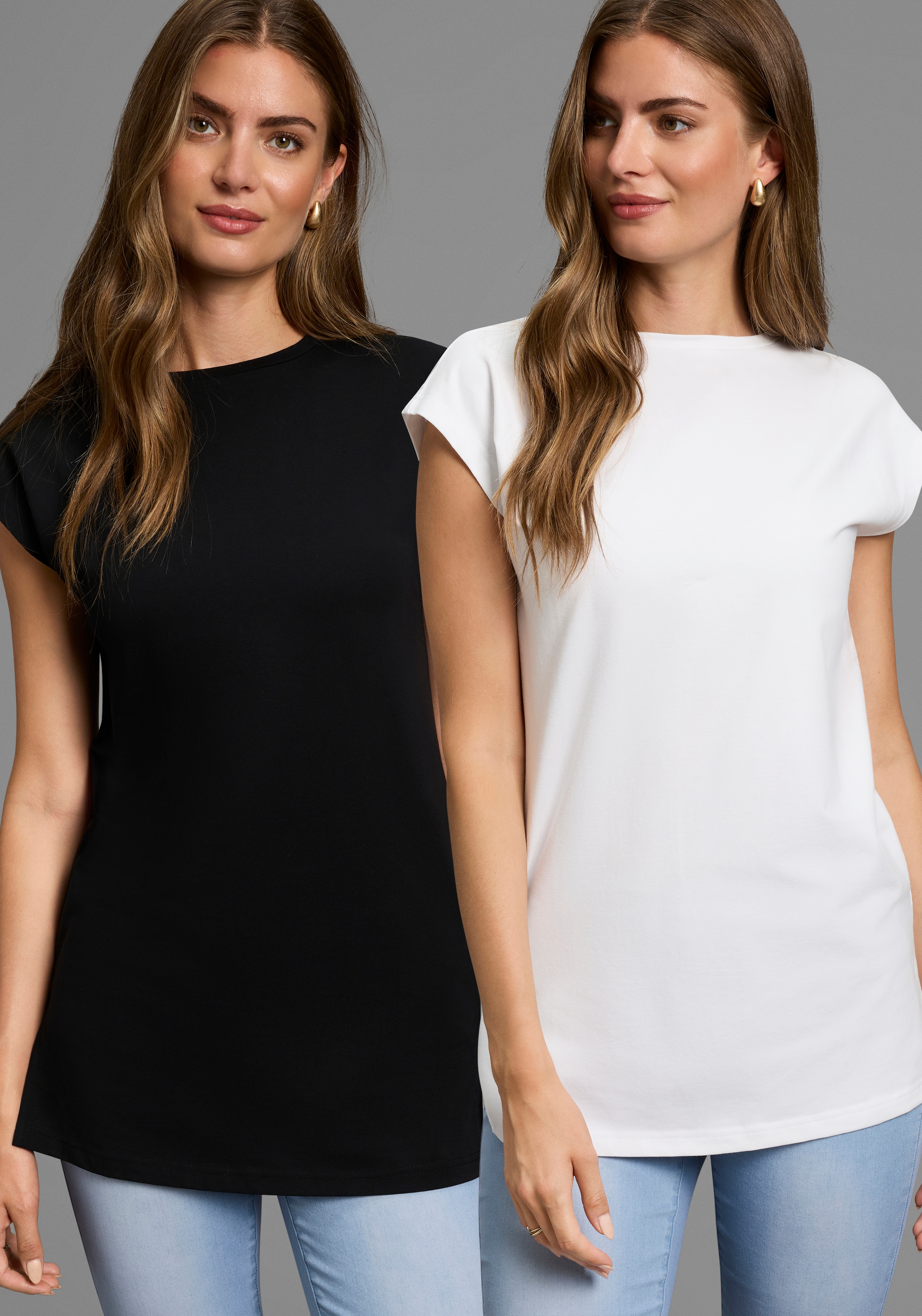 Laura Scott Longshirt Packung, 2 Stk. in verlängerter Form - NEUE KOLLEKTIO günstig online kaufen