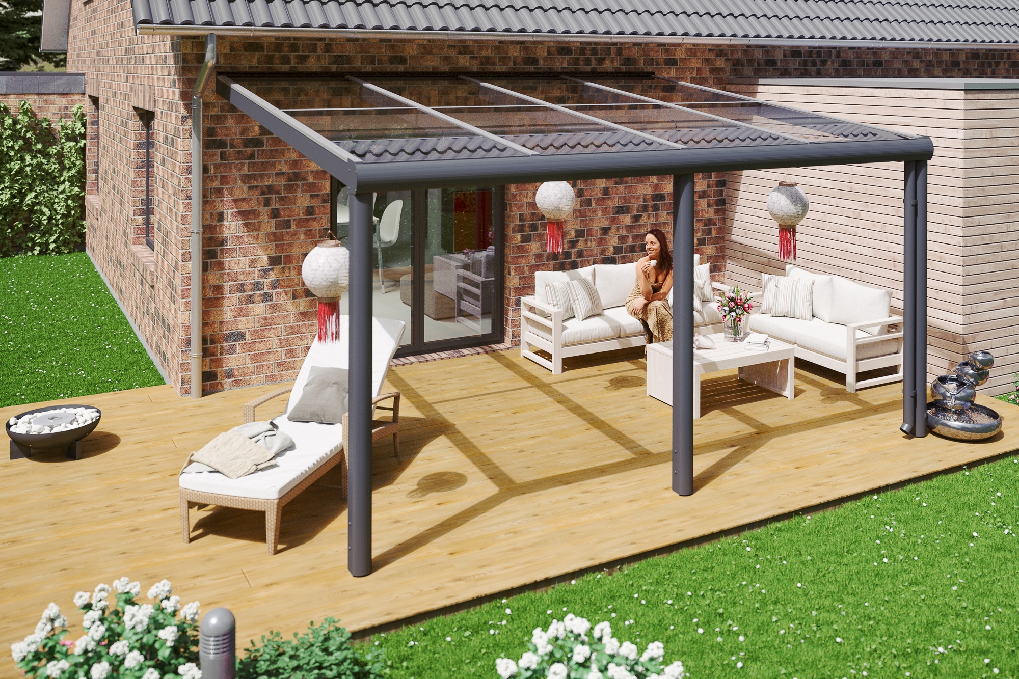 Skanholz Terrassendach »Monza«, Bedachung Verbund-Sicherheits-Glas, Aluminium