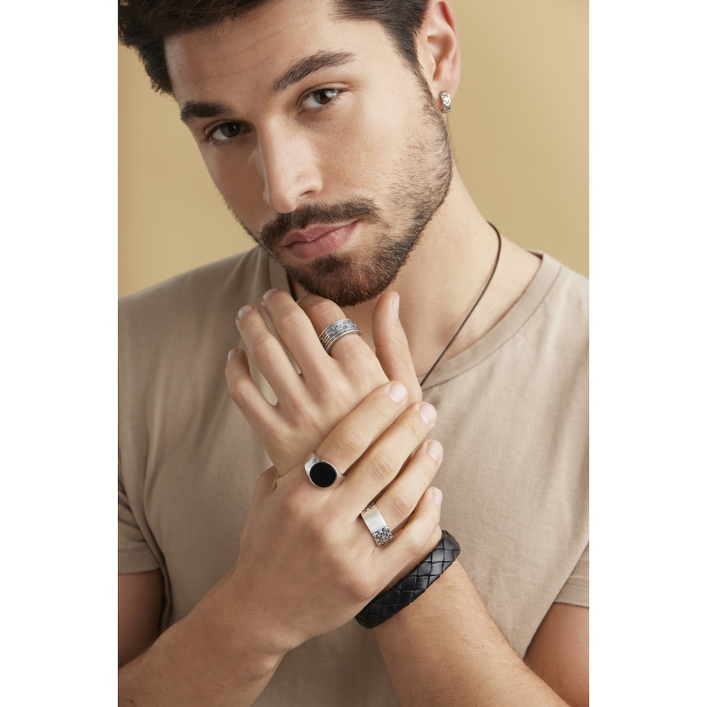 CAÏ Fingerring »925/- Sterling Silber rhodiniert Onyx«