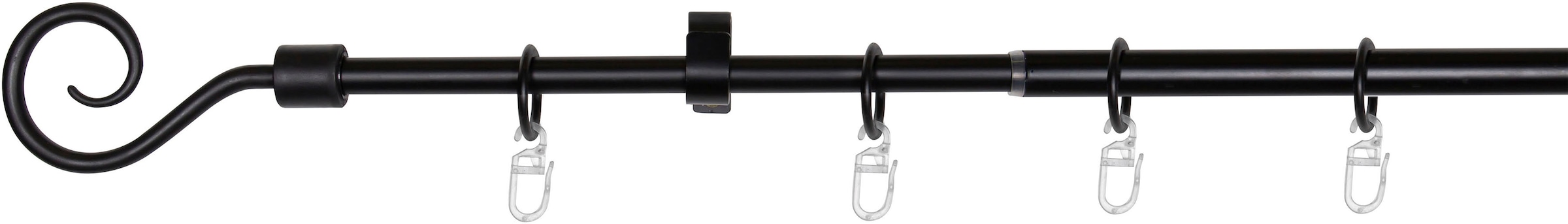 Gardinenstange MYDECO, schwarz, Aluminium, Wohnzimmer, Gardinenstangen, "Hook"