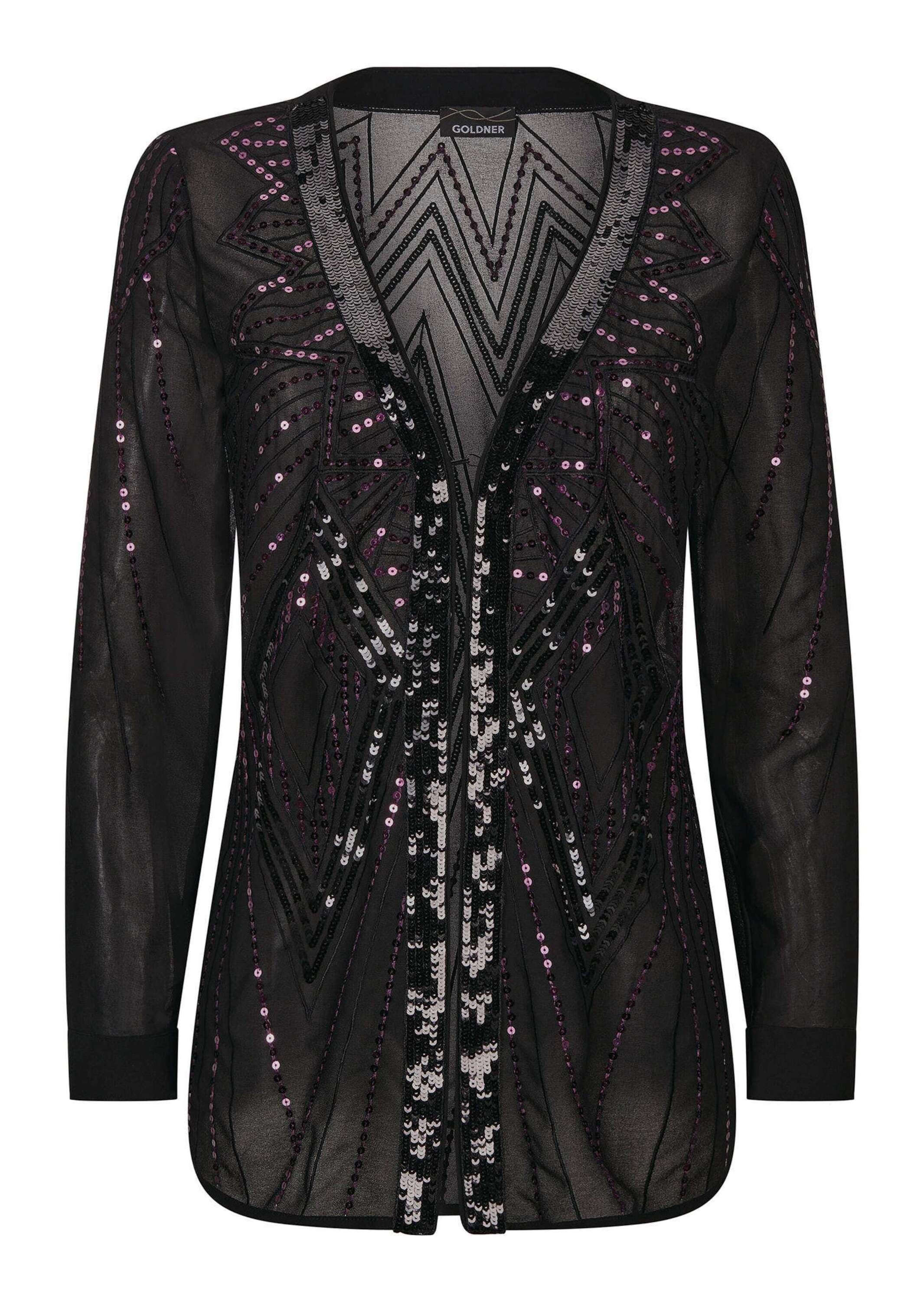 GOLDNER Chiffonbluse "Kurzgröße Chiffon-Jäckchen mit Pailletten" günstig online kaufen