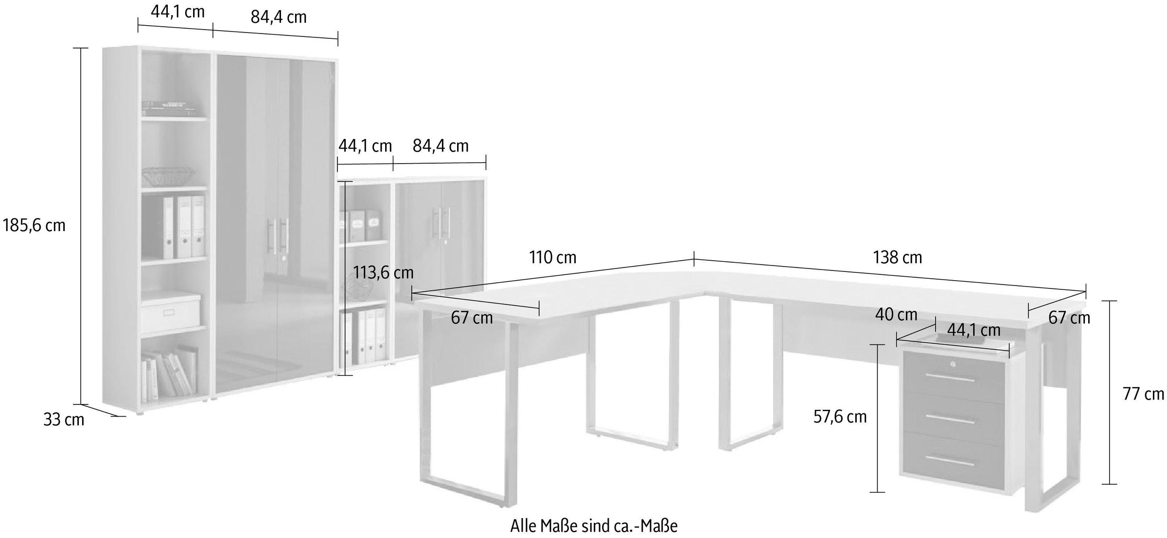 BMG Möbel Büro-Set »Tabor Office 4«, (Set, 8 tlg.)