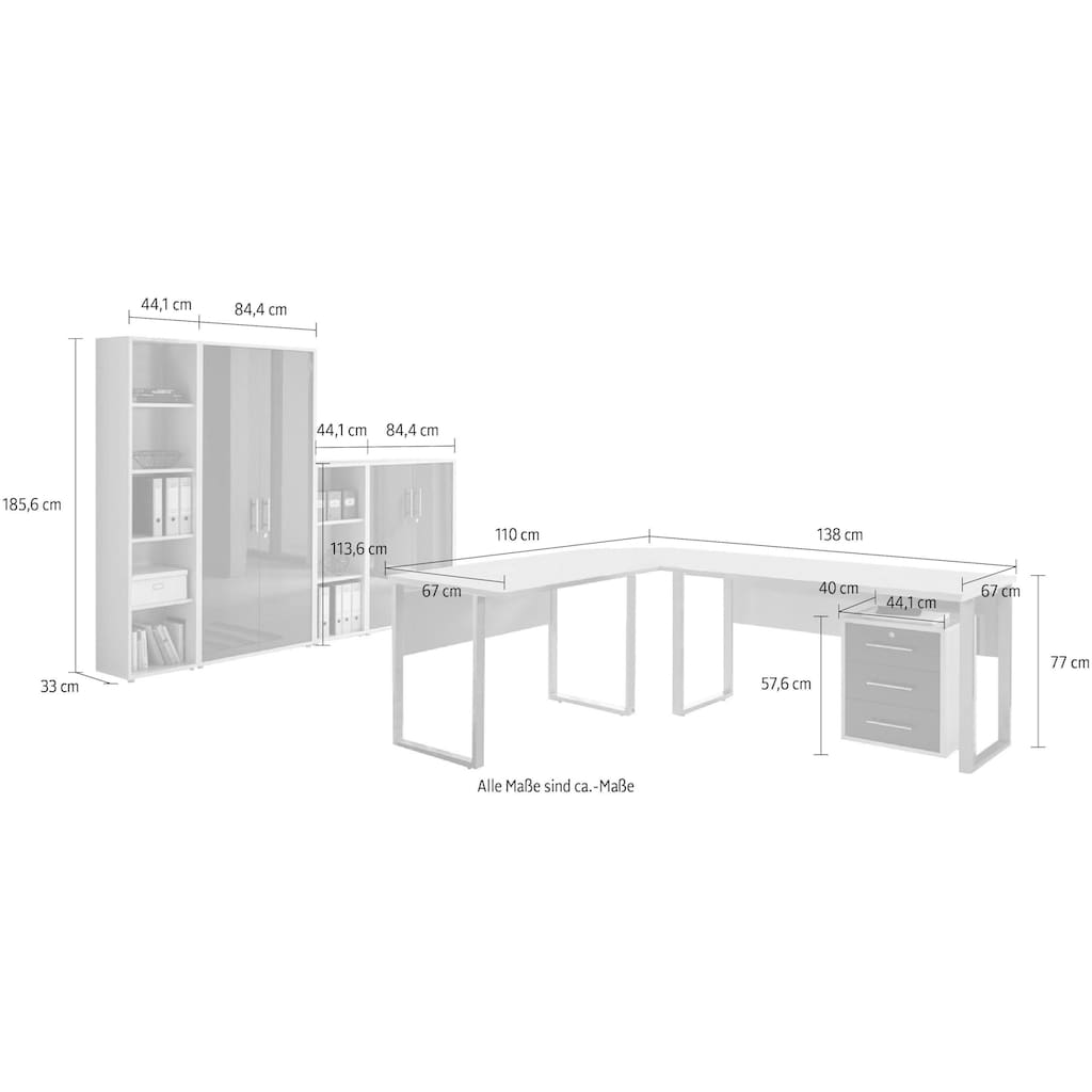 BMG Möbel Büro-Set »Tabor Office 4«, (Set, 8 St.)