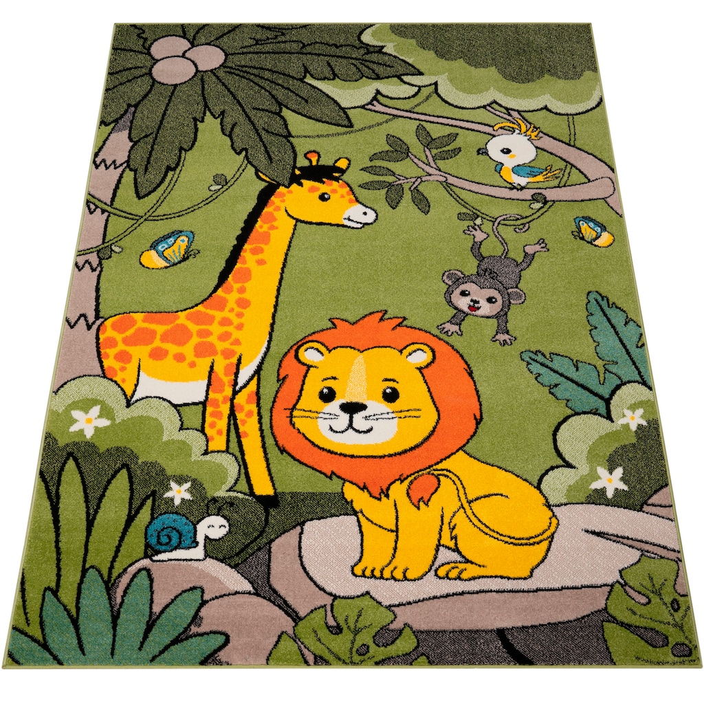 Paco Home Kinderteppich »ECE 958«, rechteckig, Kurzflor, Motiv süße Zoo Tiere, Kinderzimmer