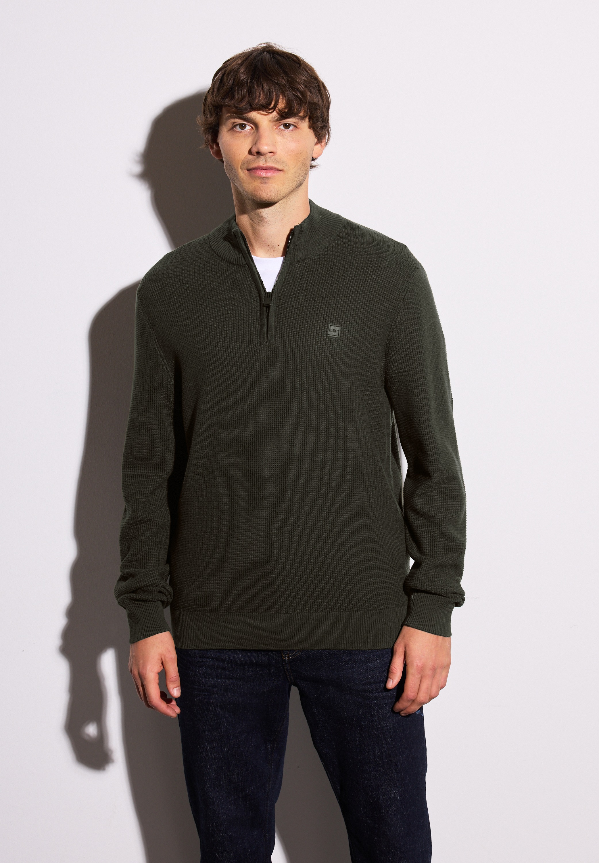 STREET ONE MEN Strickpullover aus reiner Baumwolle günstig online kaufen