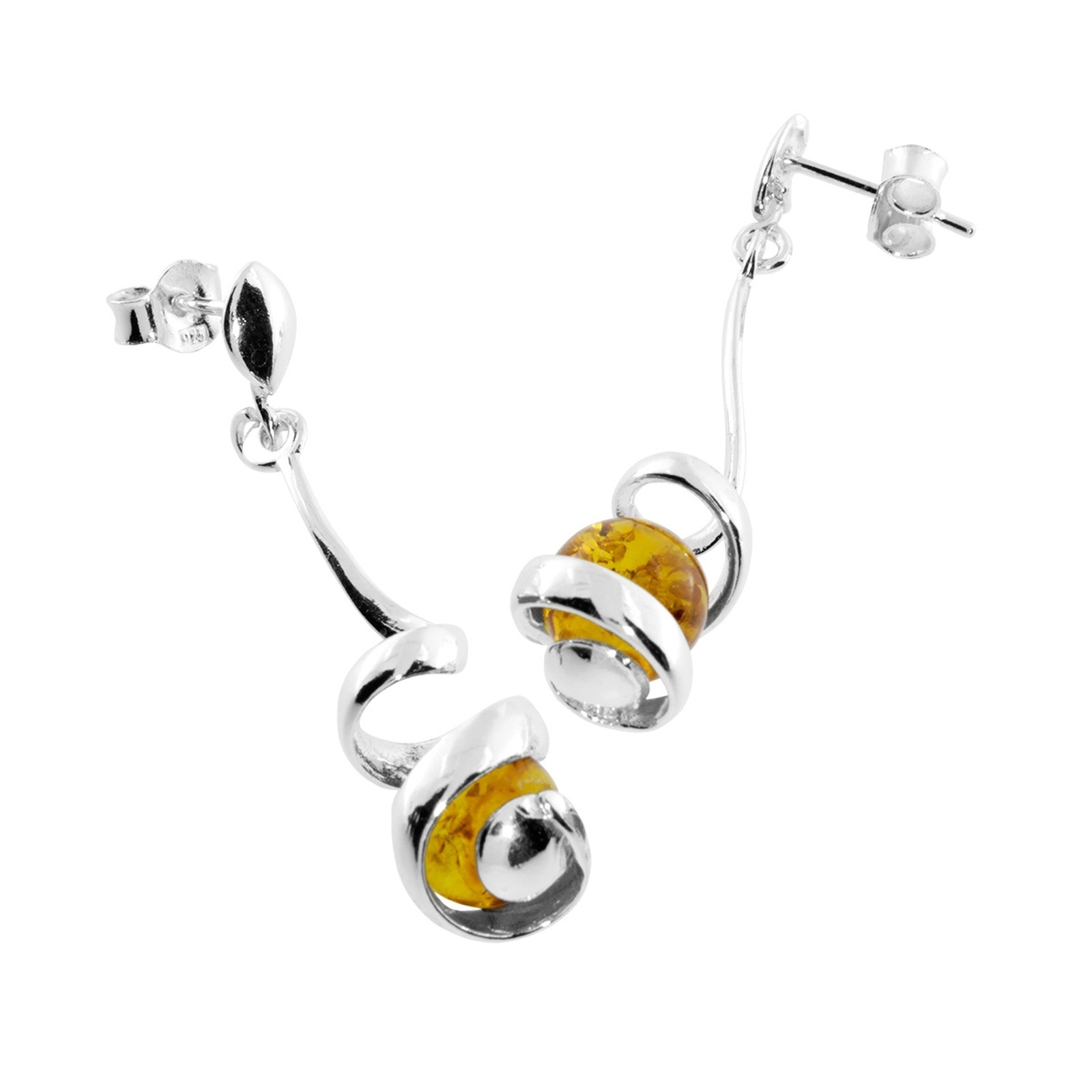 Ostsee-Schmuck Spirale Earrings White 925 Sterling Silver 2