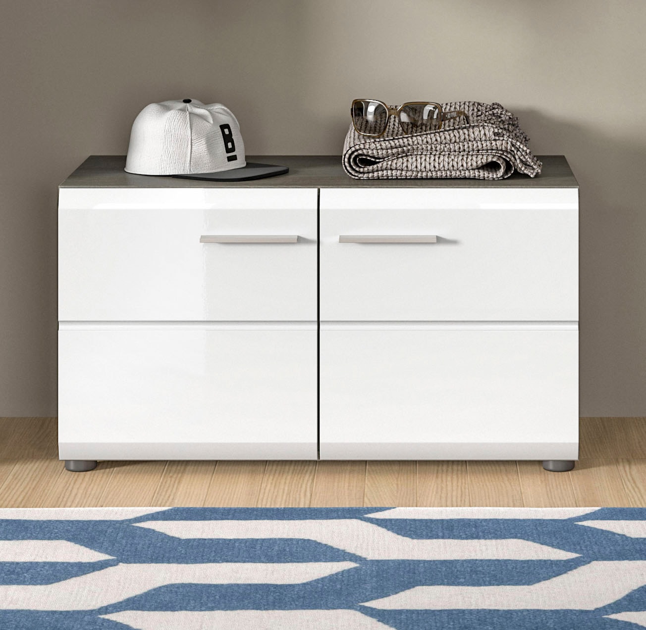 Home affaire Sitzbank "Rumba, Breite 80cm, Hochglanz Front, 2 Türen, 2 Einl günstig online kaufen