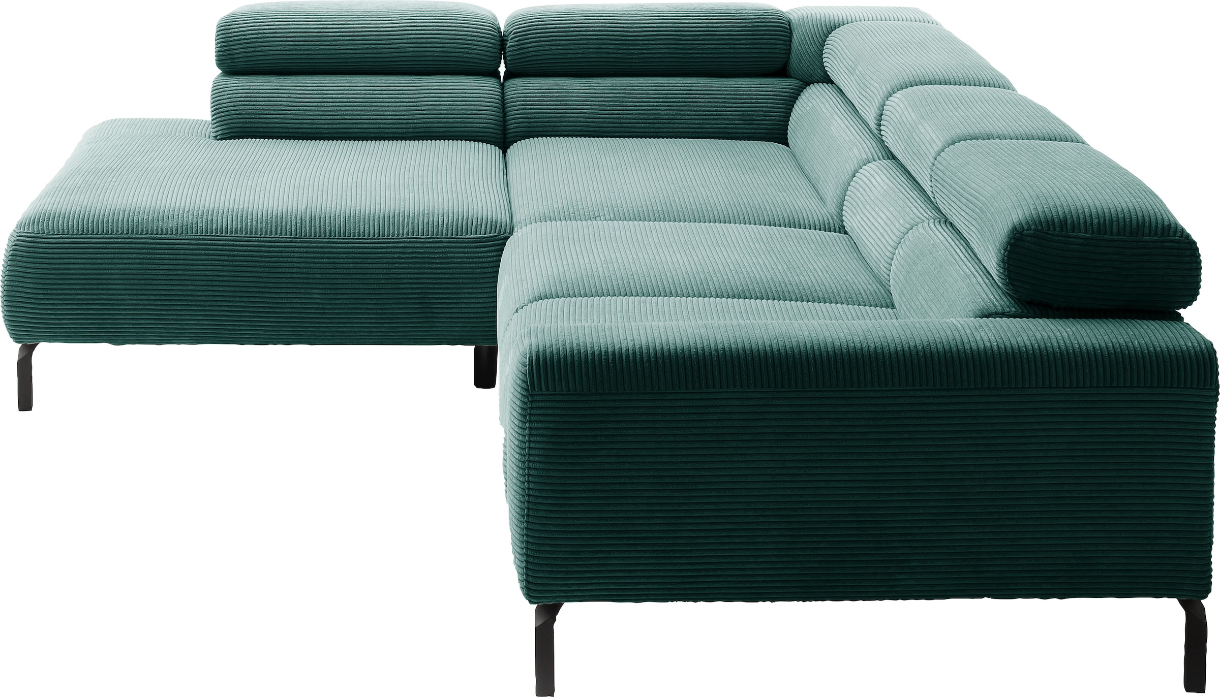 Places of Style Ecksofa »Antonelli, L-Form, inkl. Kopfteilverstellung, Breite 312 cm«, mit elektrischer Sitztiefenverstellung, in Cord, grün
