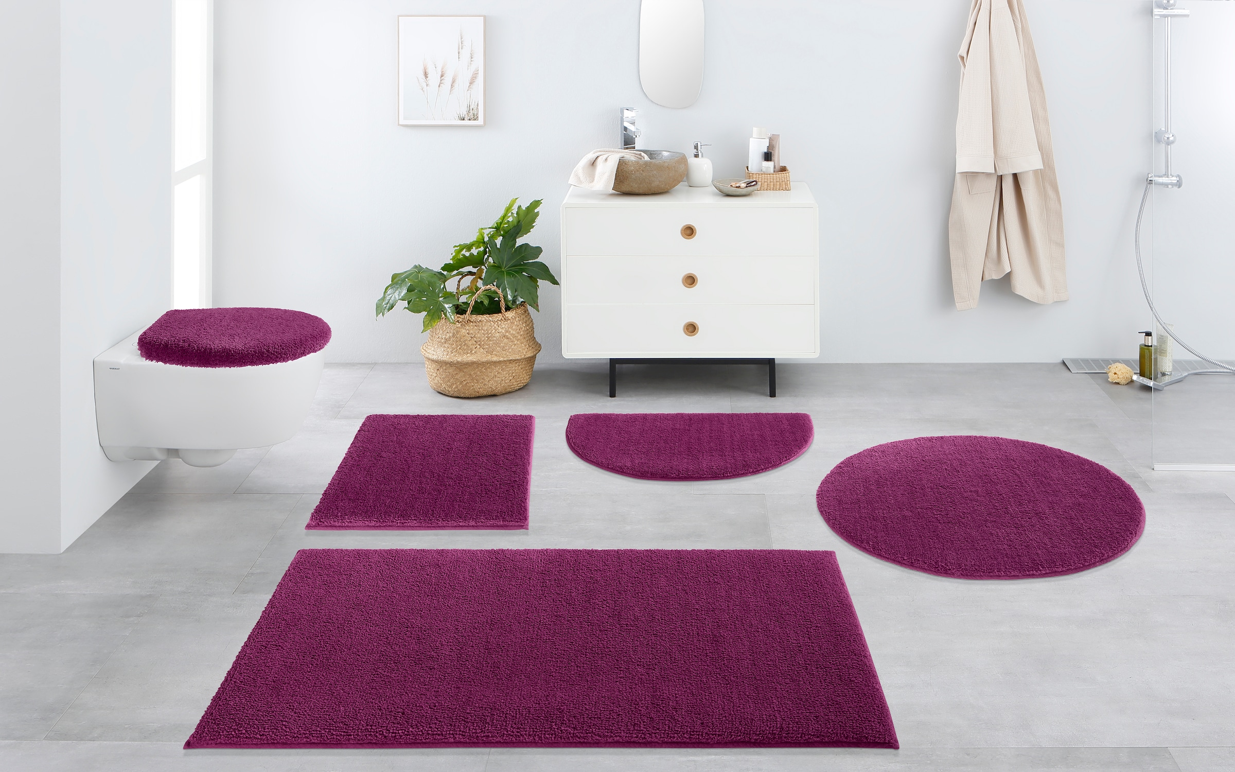 my home Badematte »Vanessa, Badvorleger, Badezimmer Teppich«, rutschhemmend beschichtet, schnell trocknend-fußbodenheizungsgeeignet-strapazierfähig, Badteppich, weiche Haptik, unifarben