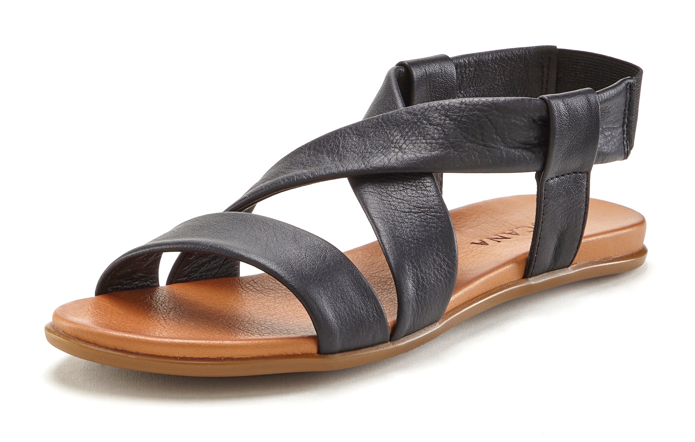 LASCANA Sandale "Sommerschuh", aus Leder mit raffinierten Riemchen, Sandale günstig online kaufen