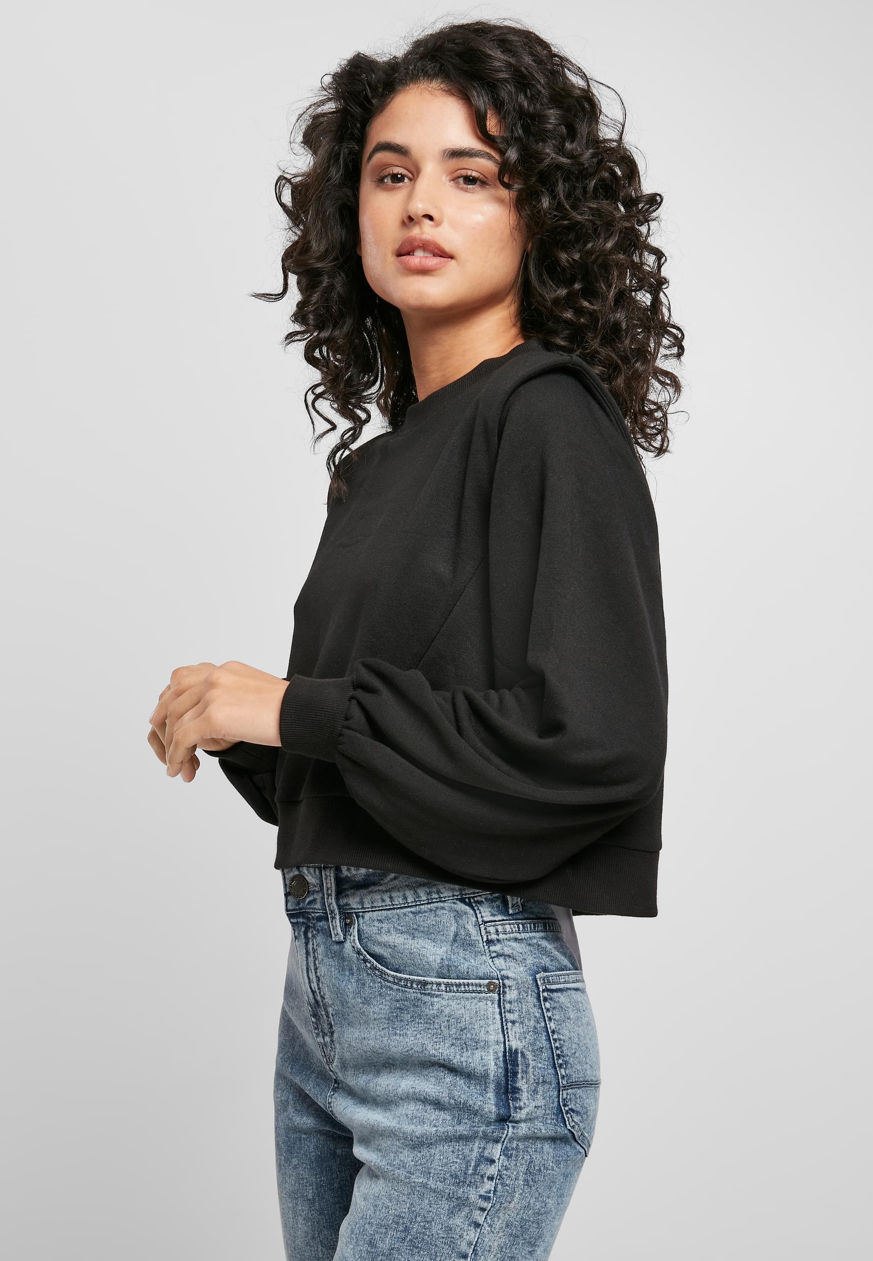 URBAN CLASSICS Sweatshirt »Urban Classics Damen Ladies Padded Shoulder Modal Terry Crewneck«, (1 tlg.)