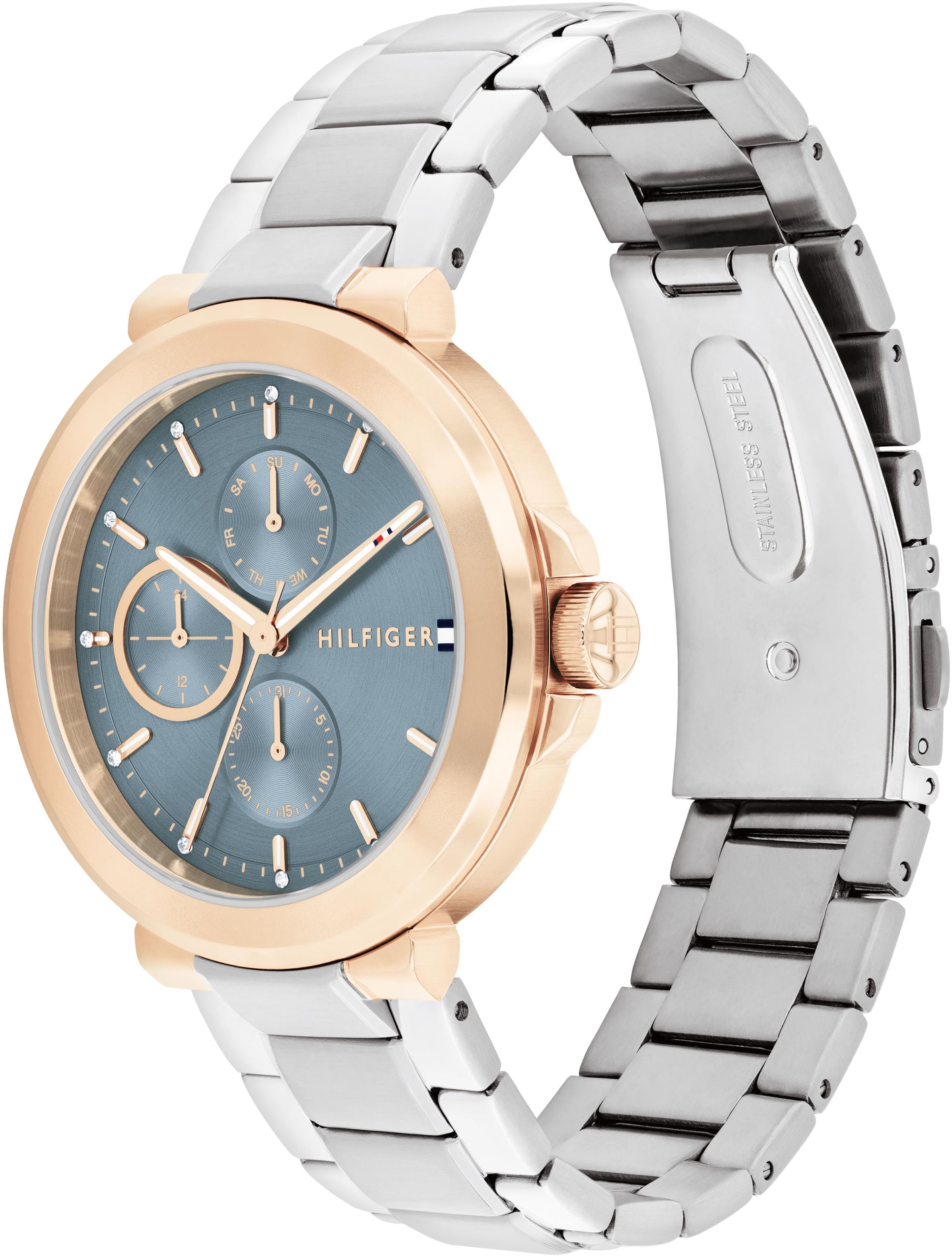 Tommy Hilfiger Multifunktionsuhr »LORI«, Quarzuhr, Armbanduhr, Damenuhr, Edelstahlarmband, Edelstahlarmband