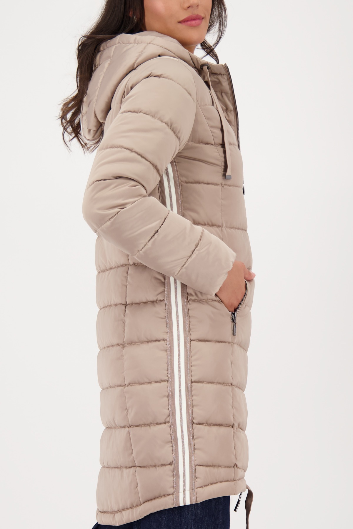 Monari Steppmantel "Mantel Stepp + Streifen", Mit Rundhalsausschnitt günstig online kaufen