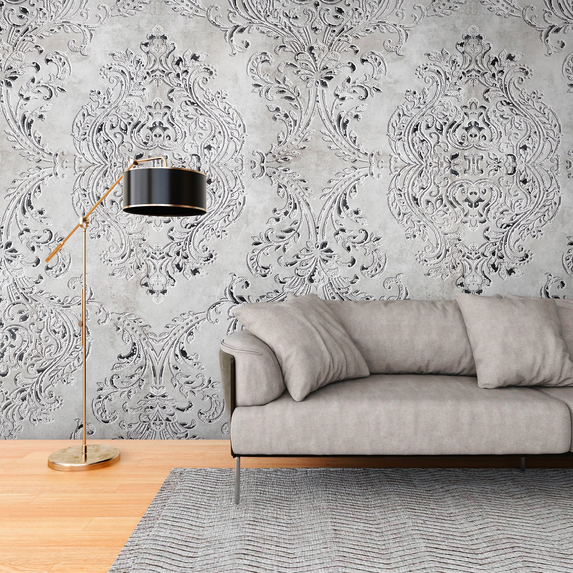 living walls Fototapete "THE WALL III Barock-Tapete Motivtapete Ornamente 3D" matt glatt Vliestapete klassisch für Schlafzimmer Küche Wohnzimmer Relief Design