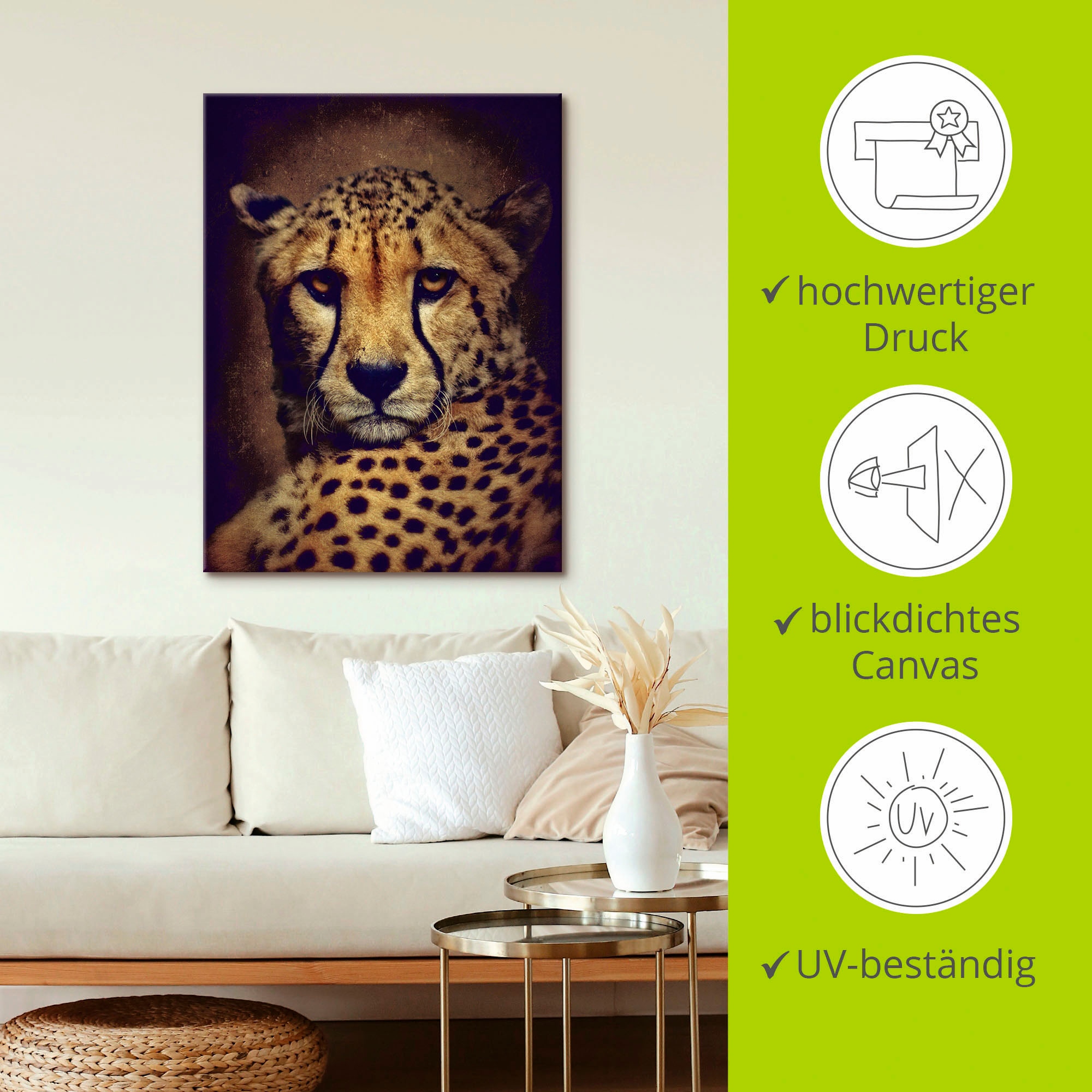 Artland Wandbild »Gepard«, Wildtiere, (1 St.), als Leinwandbild, Wandaufkleber in verschied. Größen