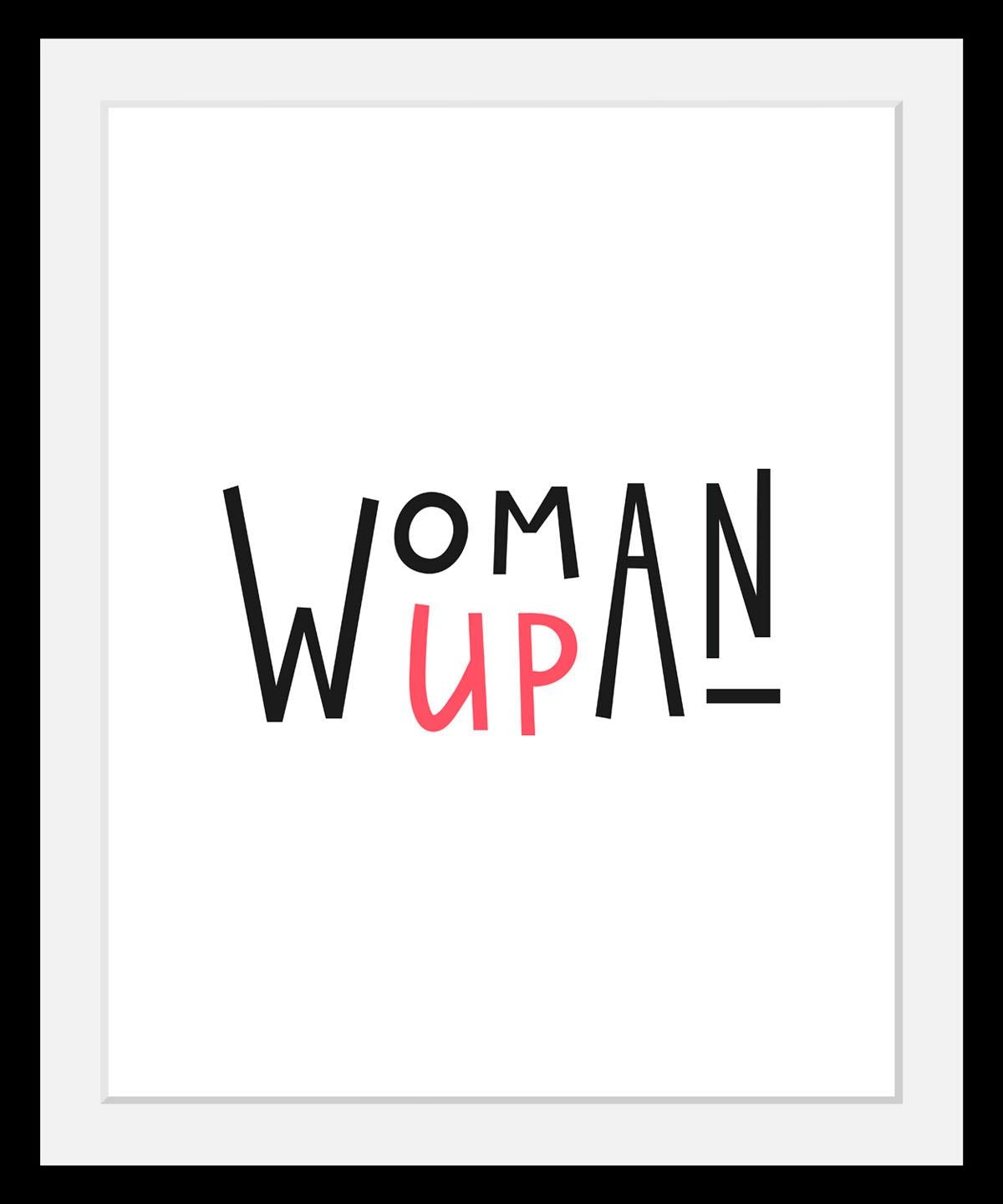 queence Bild "Woman", Schwarz-Weiß-Schriftzug-Motivationsbilder-Fashion-Fra günstig online kaufen