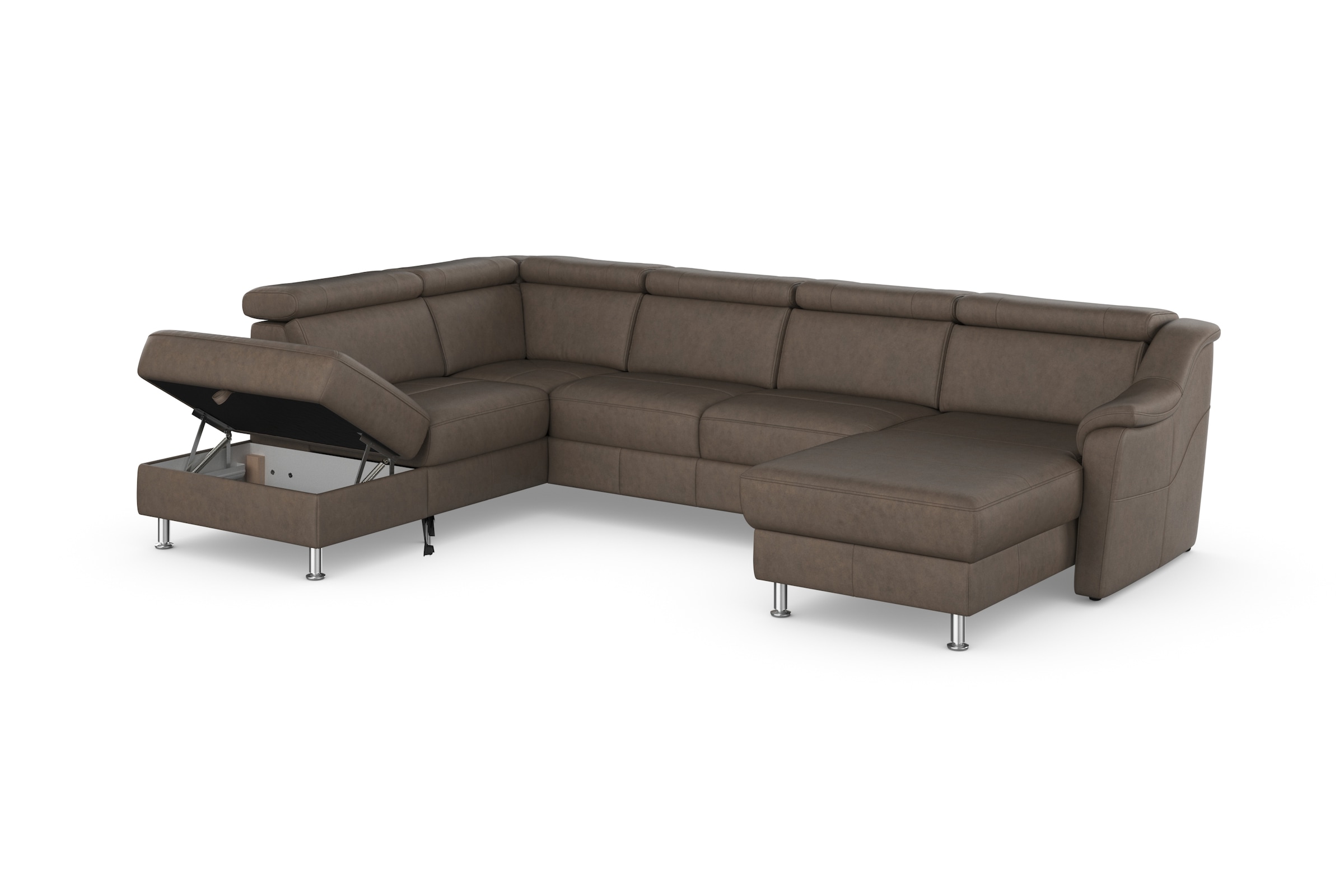 sit&more Wohnlandschaft »Freetown U-Form«, Kopfteilverstellung und Federkern, wahlweise mit Bettfunktion