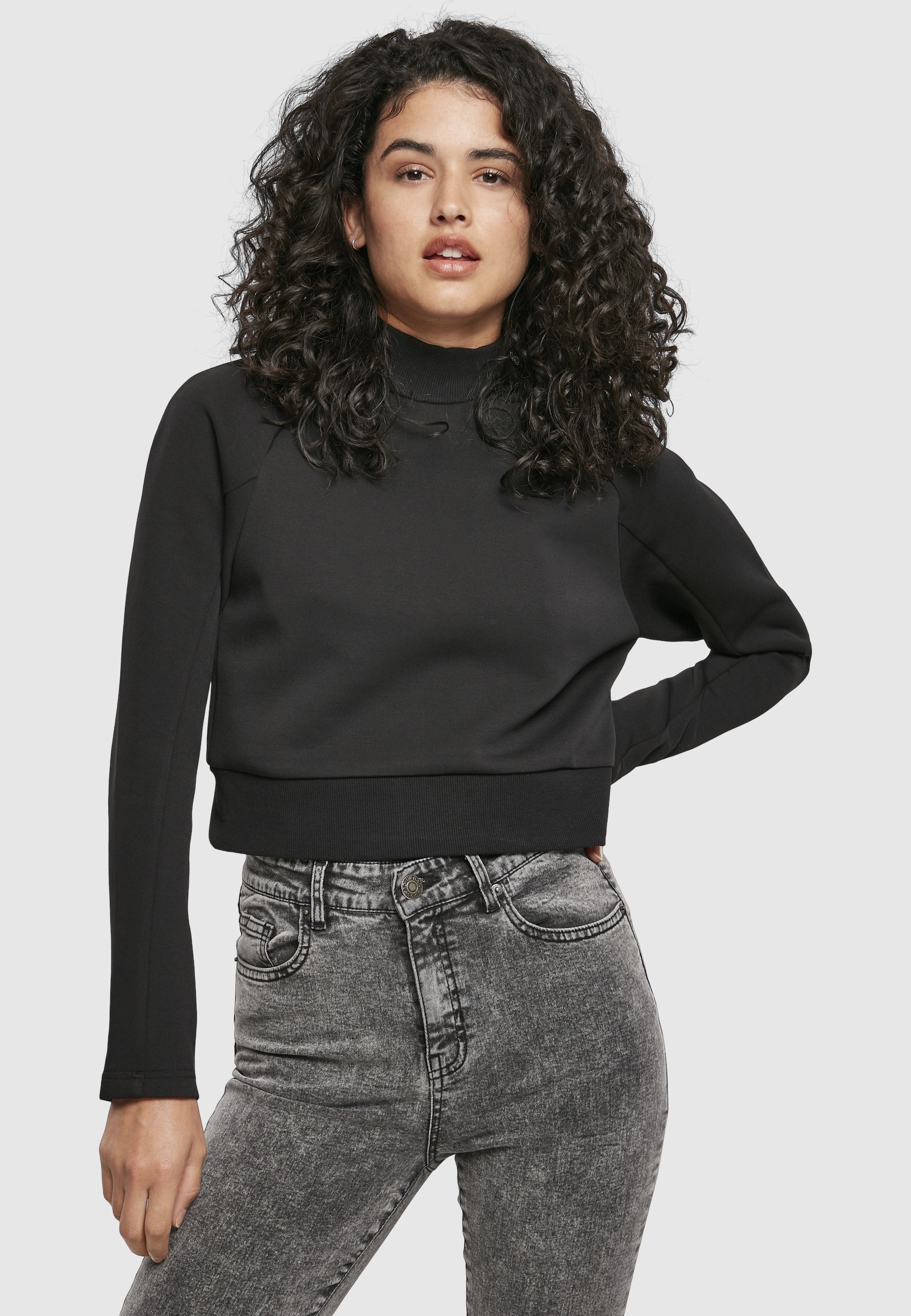 URBAN CLASSICS Sweatshirt »Urban Classics Damen Ladies Interlock Short Turtleneck Crew«, 1 Stk.
