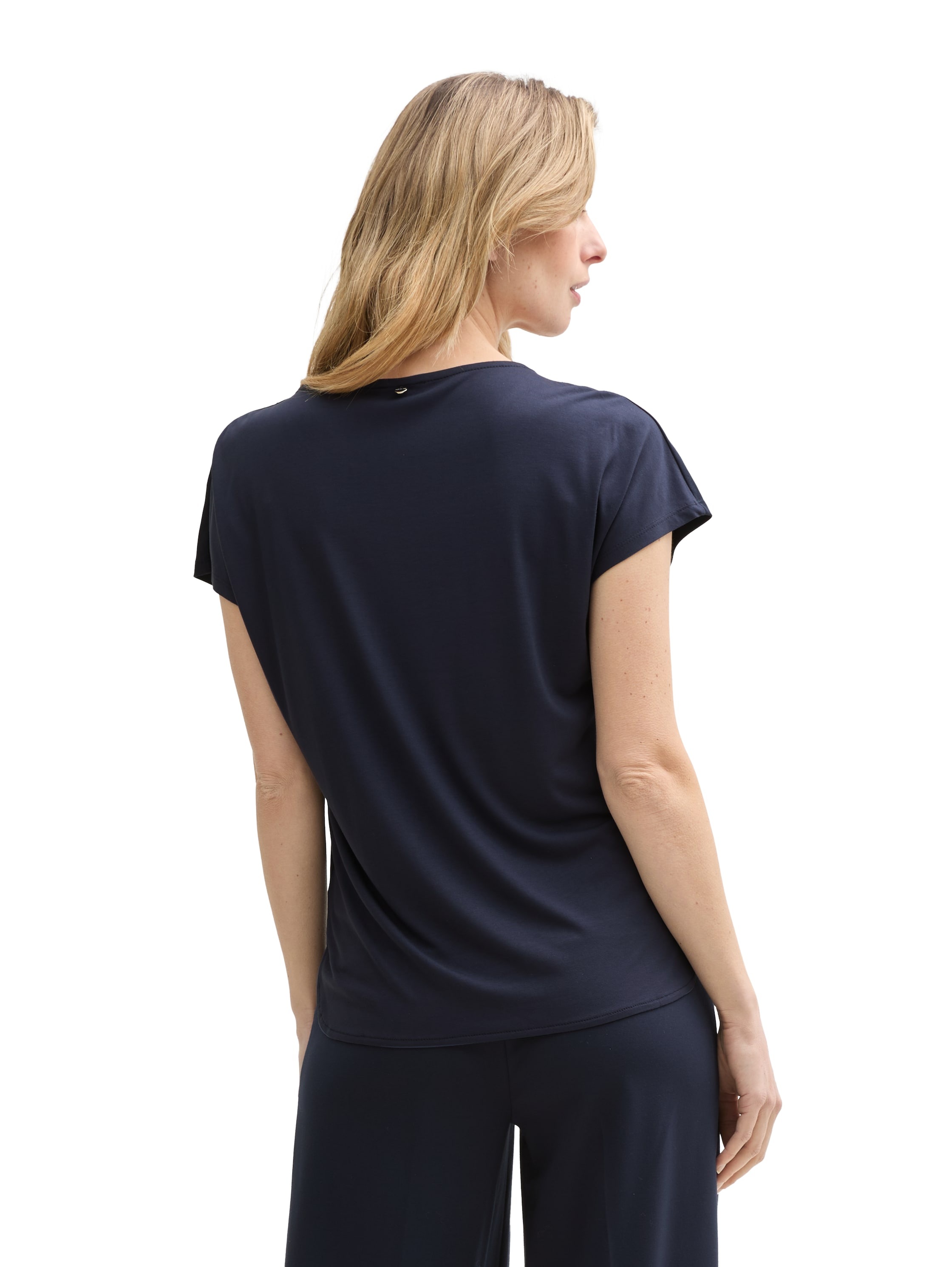 TOM TAILOR T-Shirt, mit geschlitztem Rundhalsaussschnitt