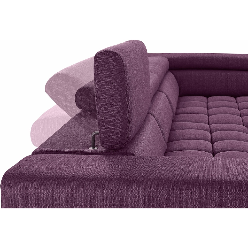 exxpo - sofa fashion Ecksofa Elias, L-Form, mit Kopf- bzw. Rückenverstellung, wahlweise mit Bettfunktion