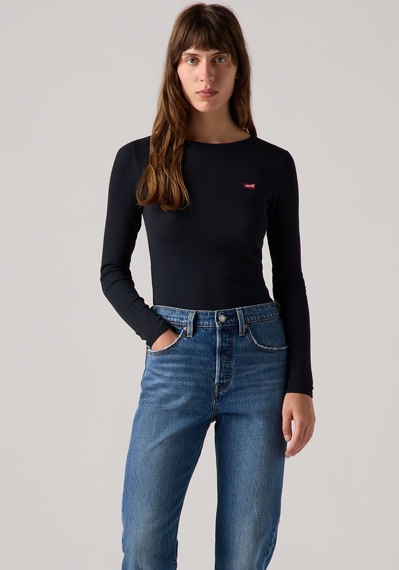 Levis Langarmshirt "HAYES LS TEE" in Ripp-Optik