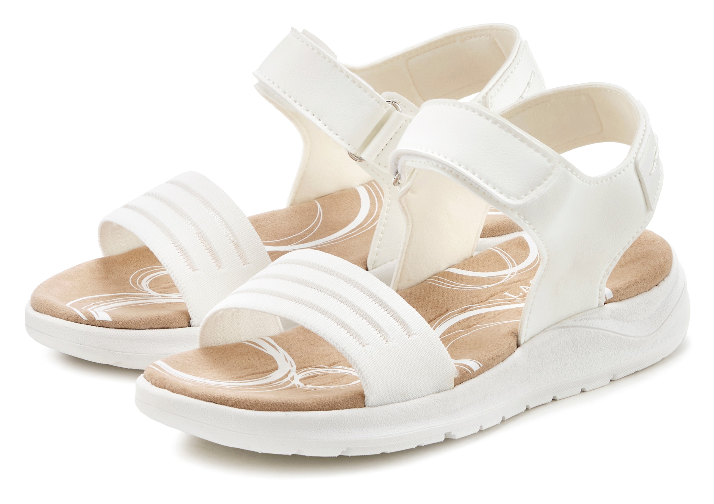 LASCANA Sandale, Sandalette, Sommerschuh, ultraleichte Sohle, Klettverschluss VEGAN