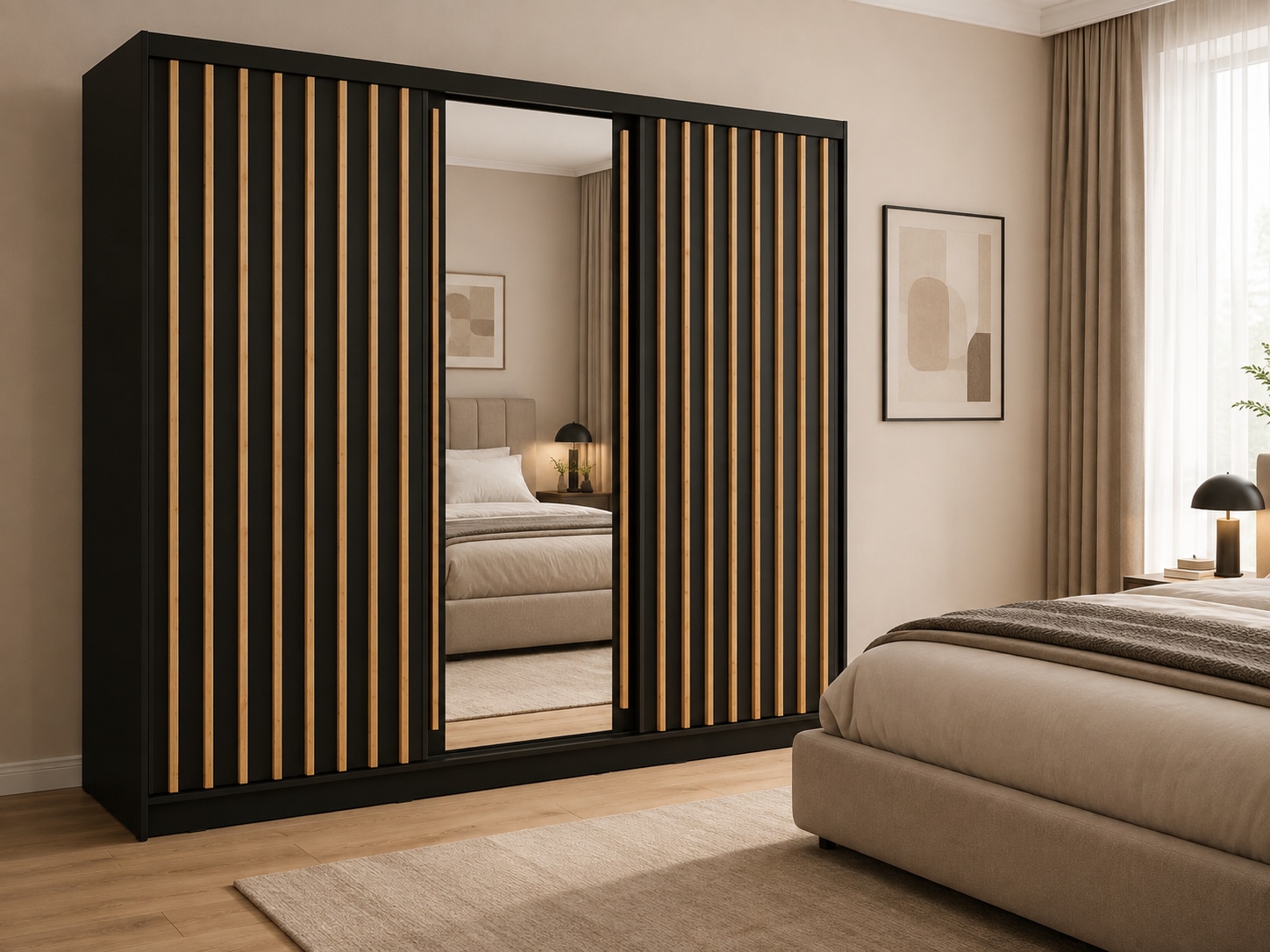 Home affaire Kleiderschrank "VILLEFRANCHE modern mit viel Stauraum, Fächer & Kleiderstange, Spiegel" Garderobe in 3 Breiten (155, 205, 248 cm), erhältlich in 3 Farben
