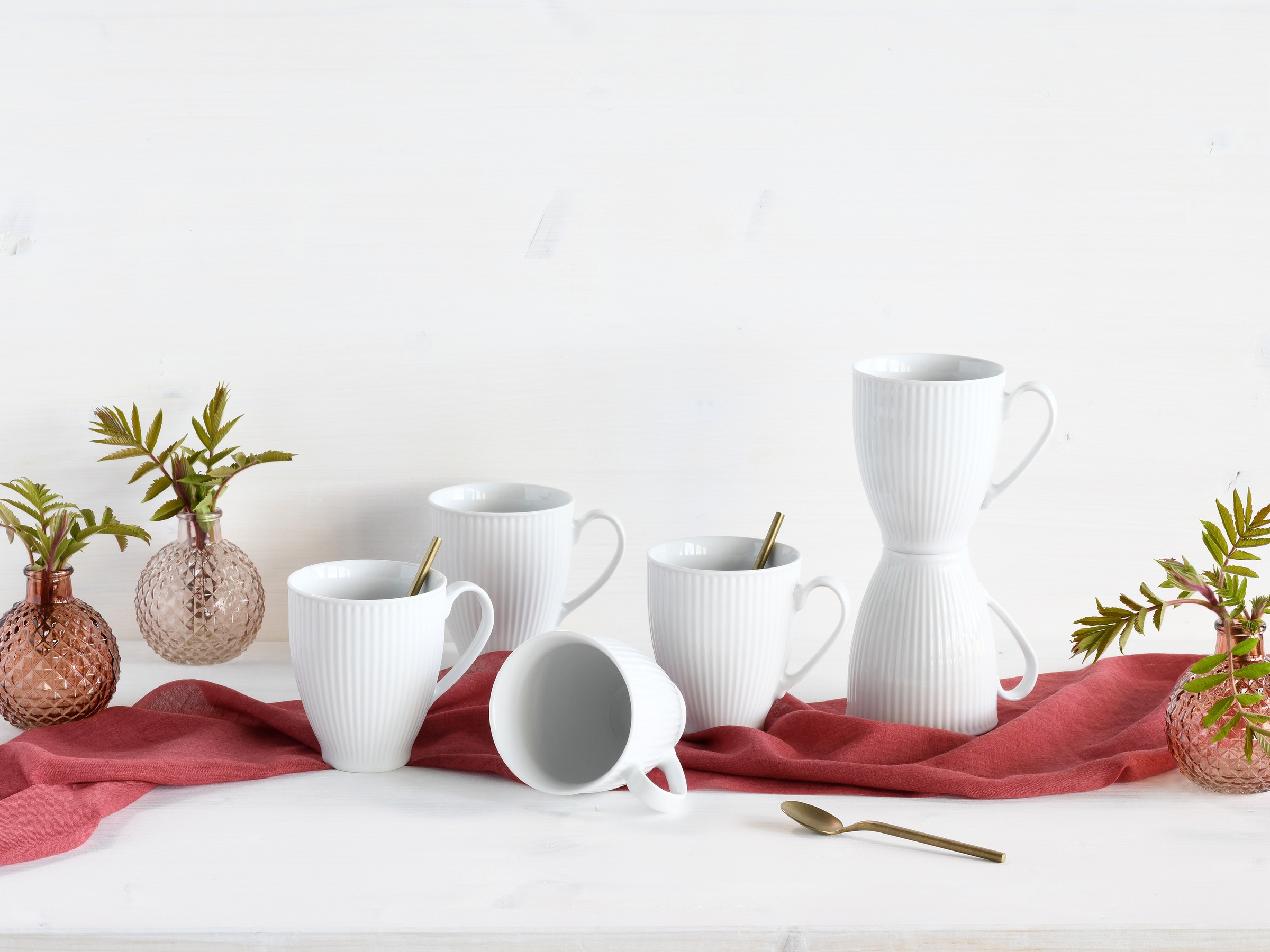 CreaTable Becher »Valencia Weiß, Kaffeebecher, 6-tlg.«, (Set, 6 tlg.), Elegant, Boho Chic