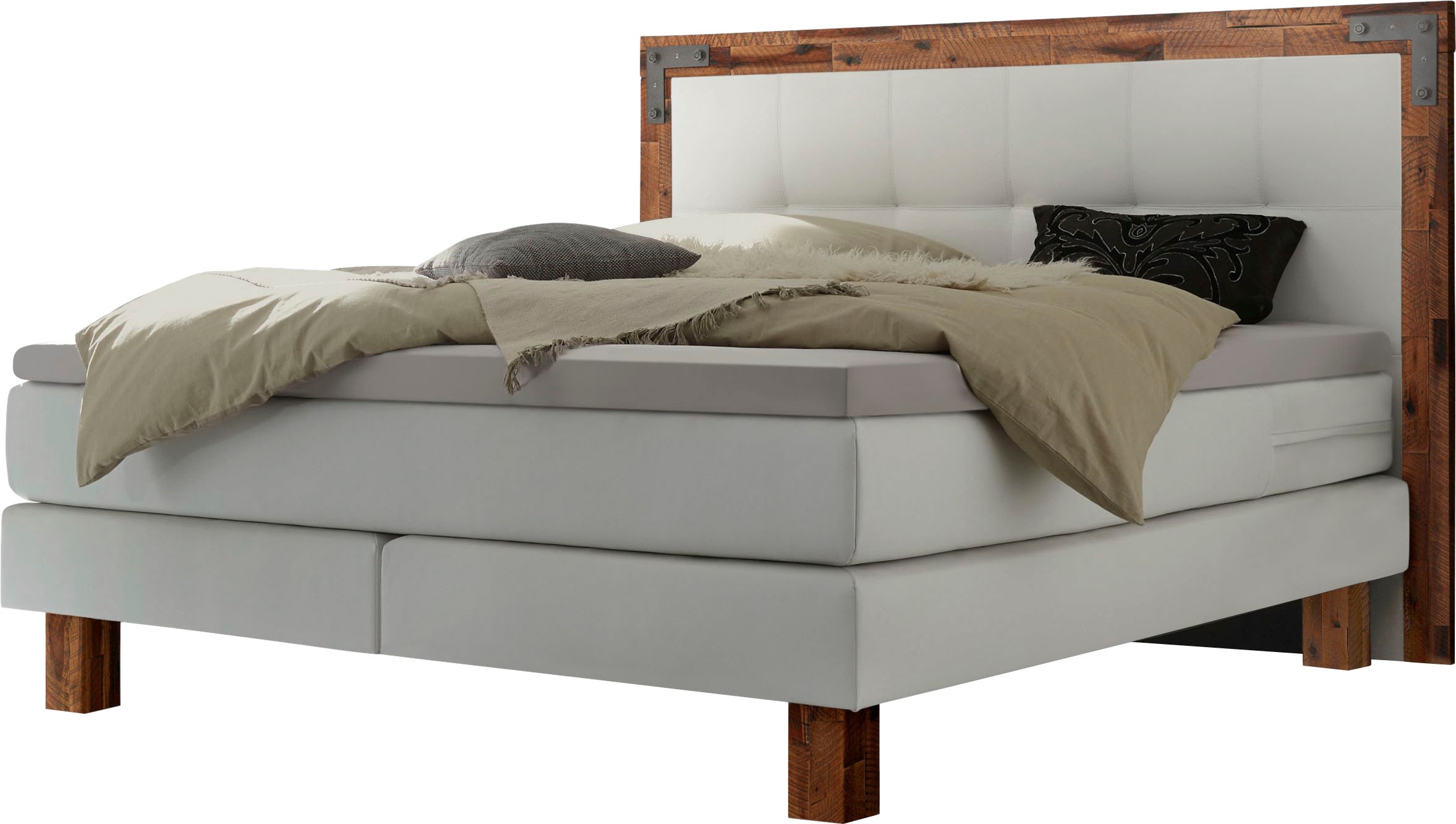 HASENA Boxspringbett Memphis, im Vintagelook, Massivholz-Umrandung, Tonnent günstig online kaufen