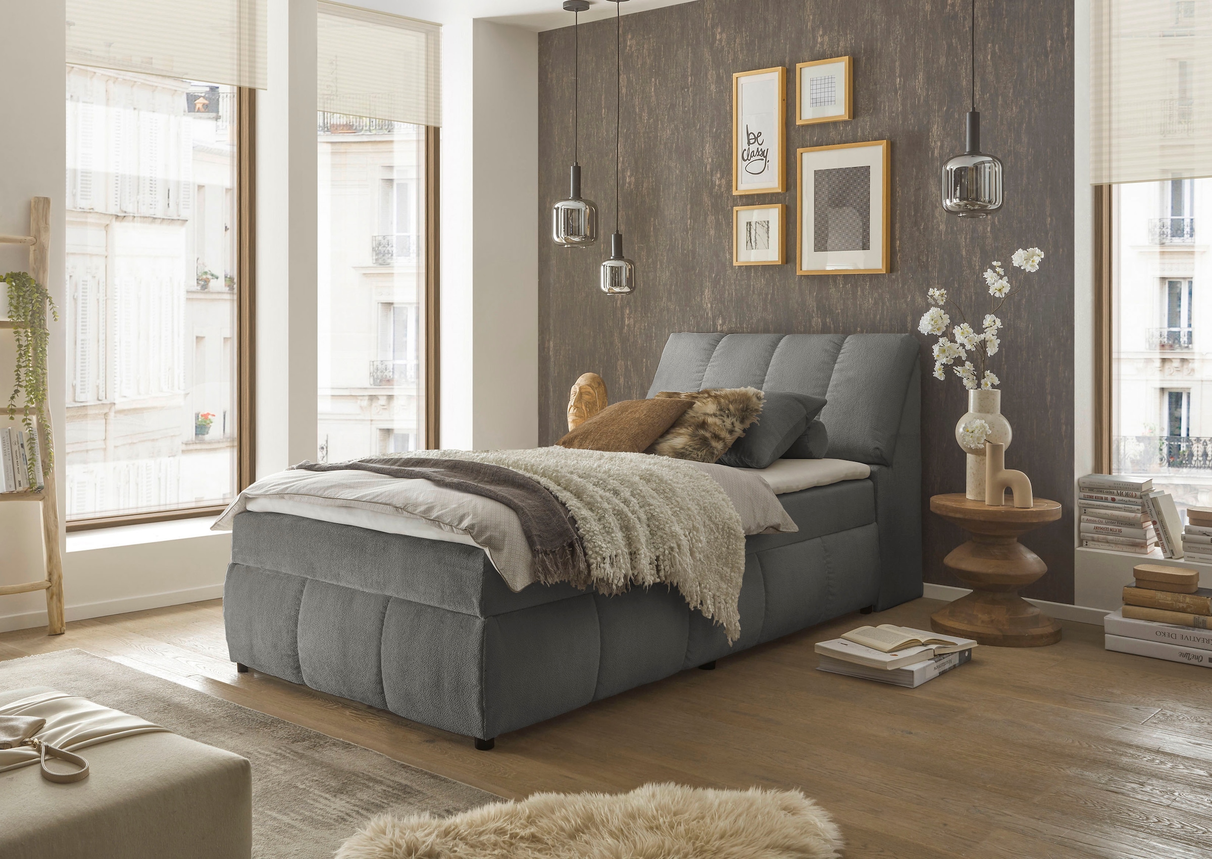 ED EXCITING DESIGN Boxbett »Valencia«, inkl. Bettkasten und Stauraum im Kopfteil