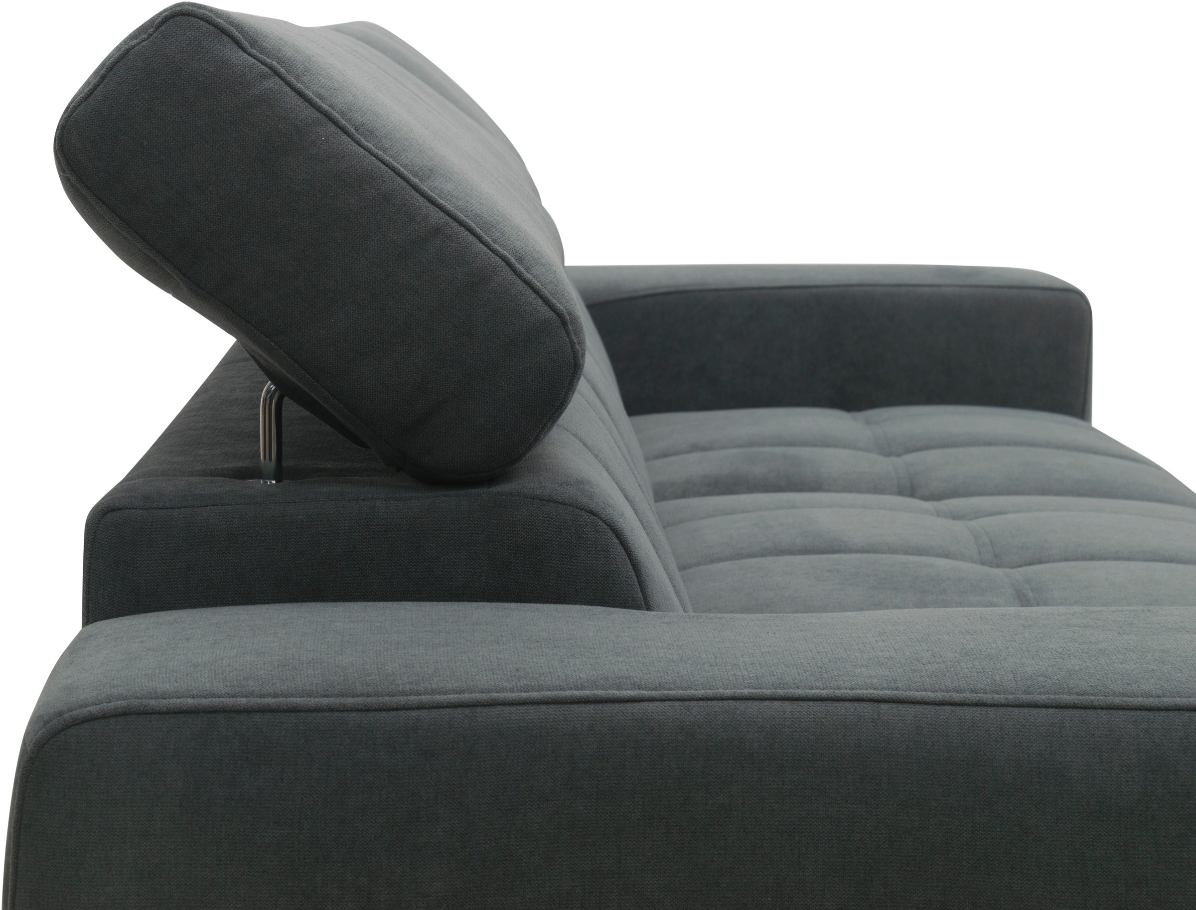 DOMO collection Ecksofa »Trento L-Form, mit Kufenfuß oder Einzelfuß«, wahlweise mit Kopfteilverstellung, Recamiere links/rechts bestellbar