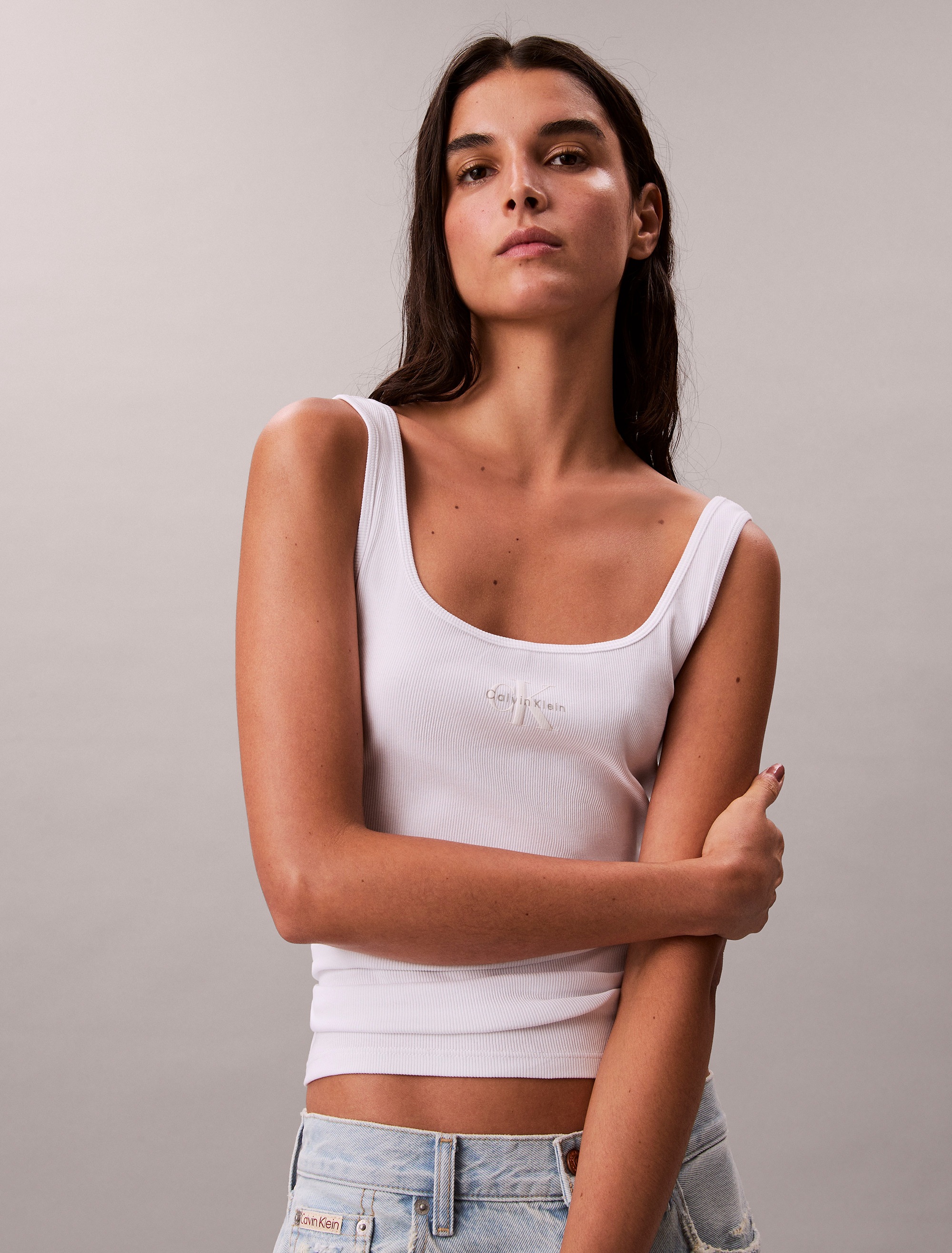 Calvin Klein Jeans Tanktop "MONOGRAM SCOOP NK RIB TANK TOP", Mit Rundhalsau günstig online kaufen