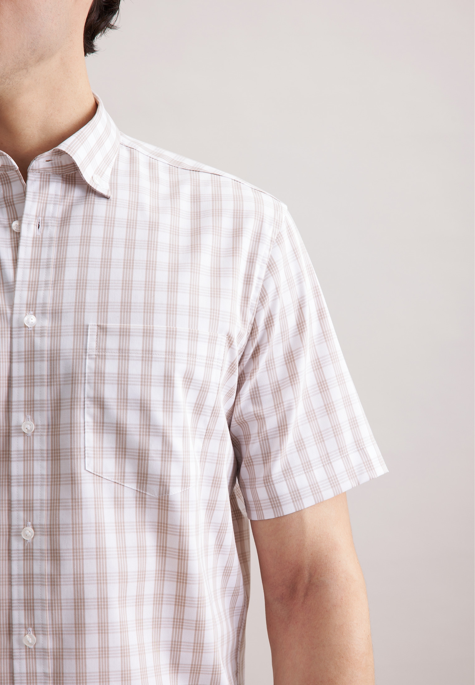 seidensticker Businesshemd »Regular«, Regular Kurzarm Button-Down-Kragen Karo