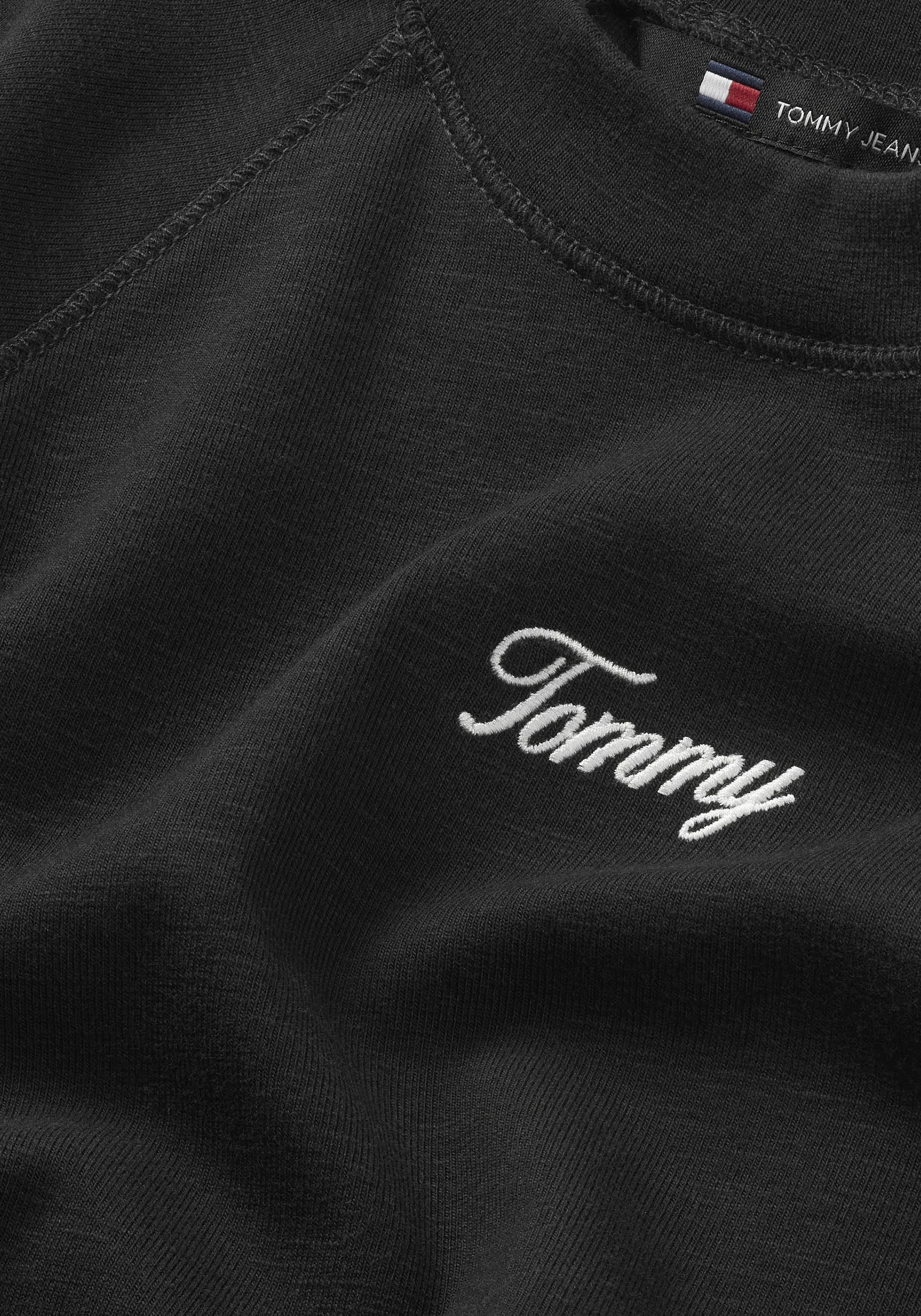 Tommy Jeans Jerseykleid »TJW RUCHE SCRIPT BODYCON DRESS«, mit gefransten Ärmeln