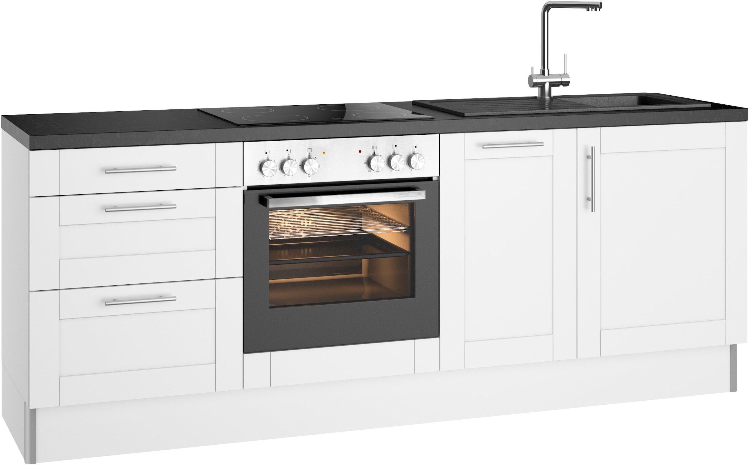 OPTIFIT Küche »Ahus«, 225 cm breit,wahlweise mit E-Geräten,Soft Close Funktion, MDF Fronten