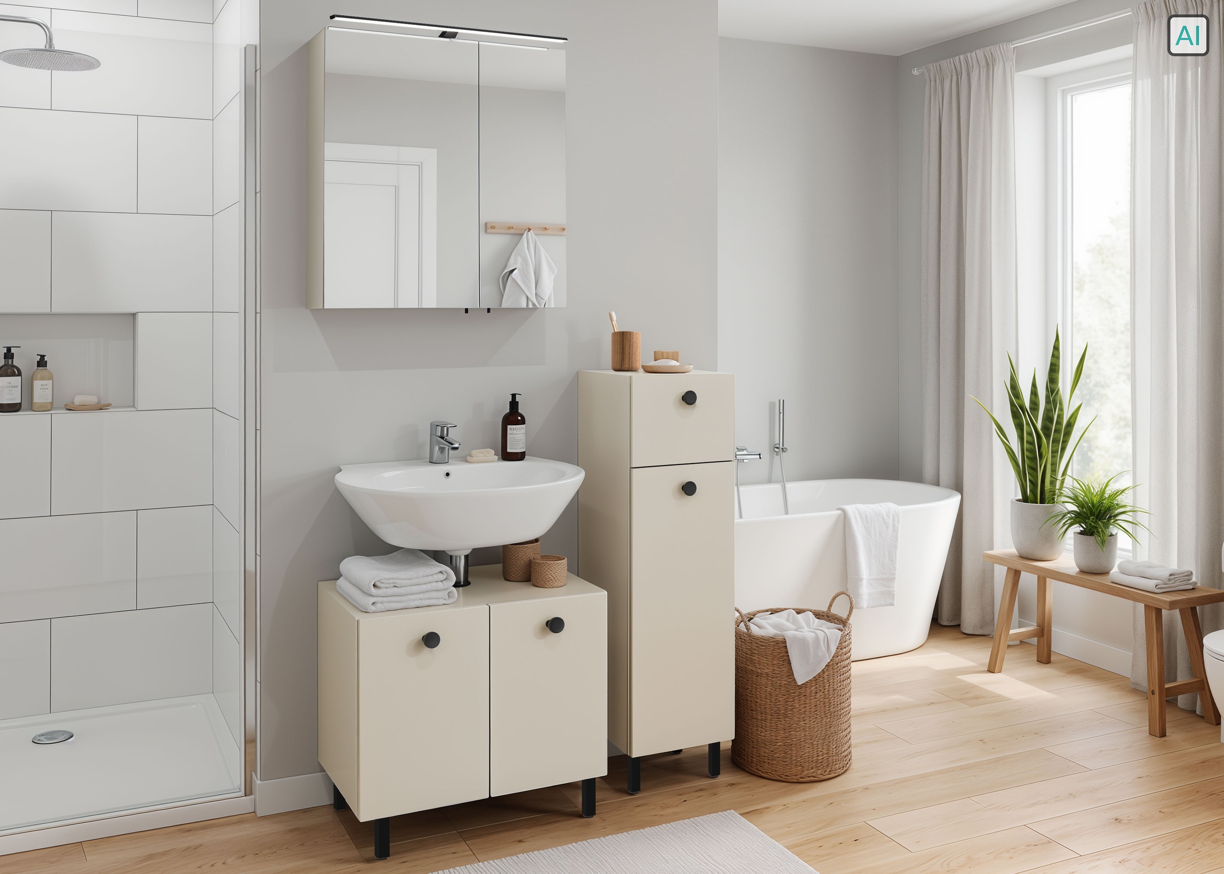 OPTIFIT Spiegelschrank »Riff« Breite 65 cm, schnelle Montage mit OPTIsnap