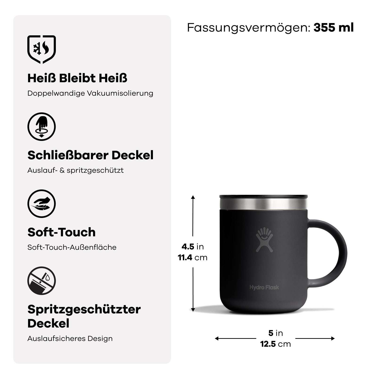 Hydro Flask Thermobecher »12 OZ Mug« TempShield™-Isolierung, 355 ml