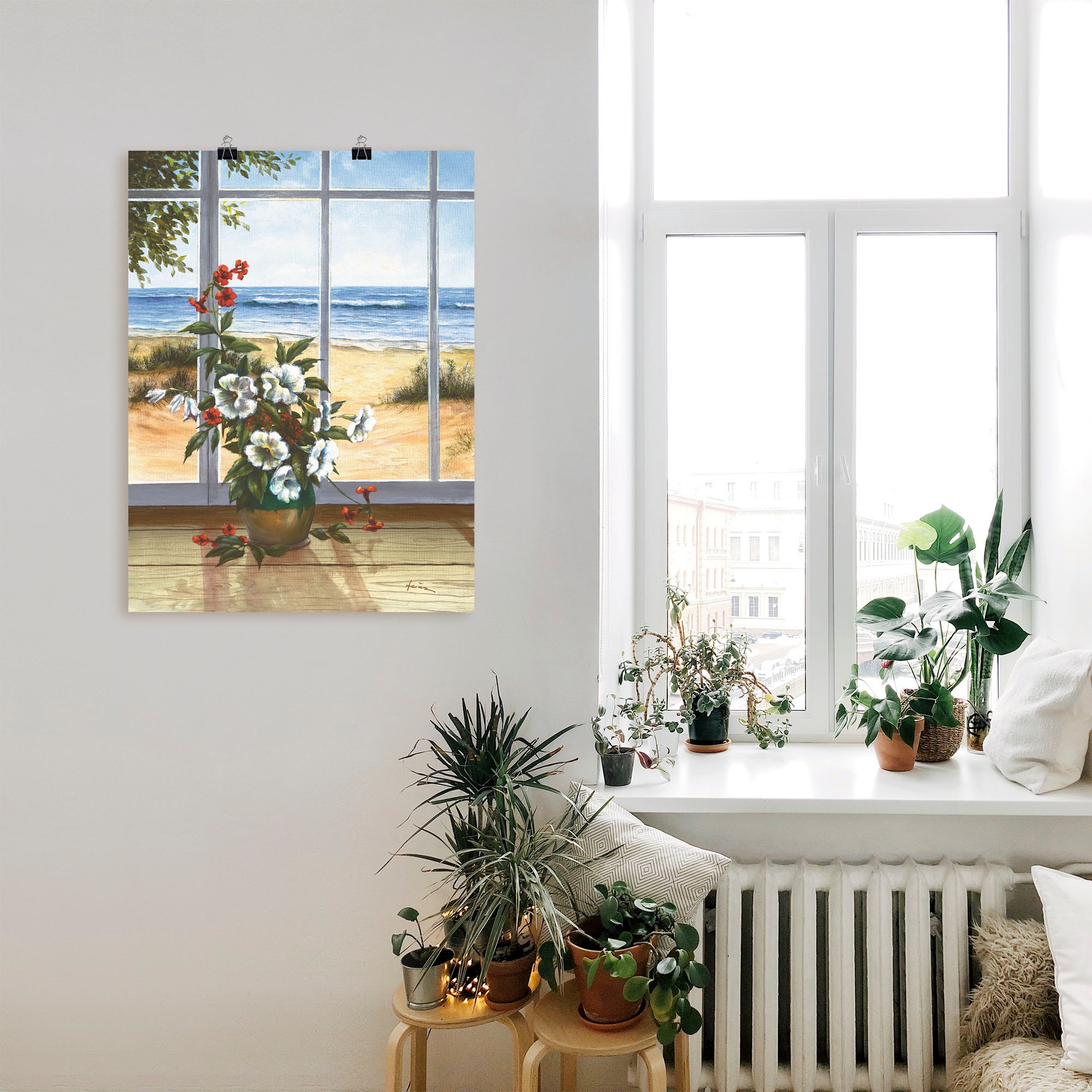 Artland Wandbild "Meerblick", Fensterblick, (1 St.), als Leinwandbild, Post günstig online kaufen