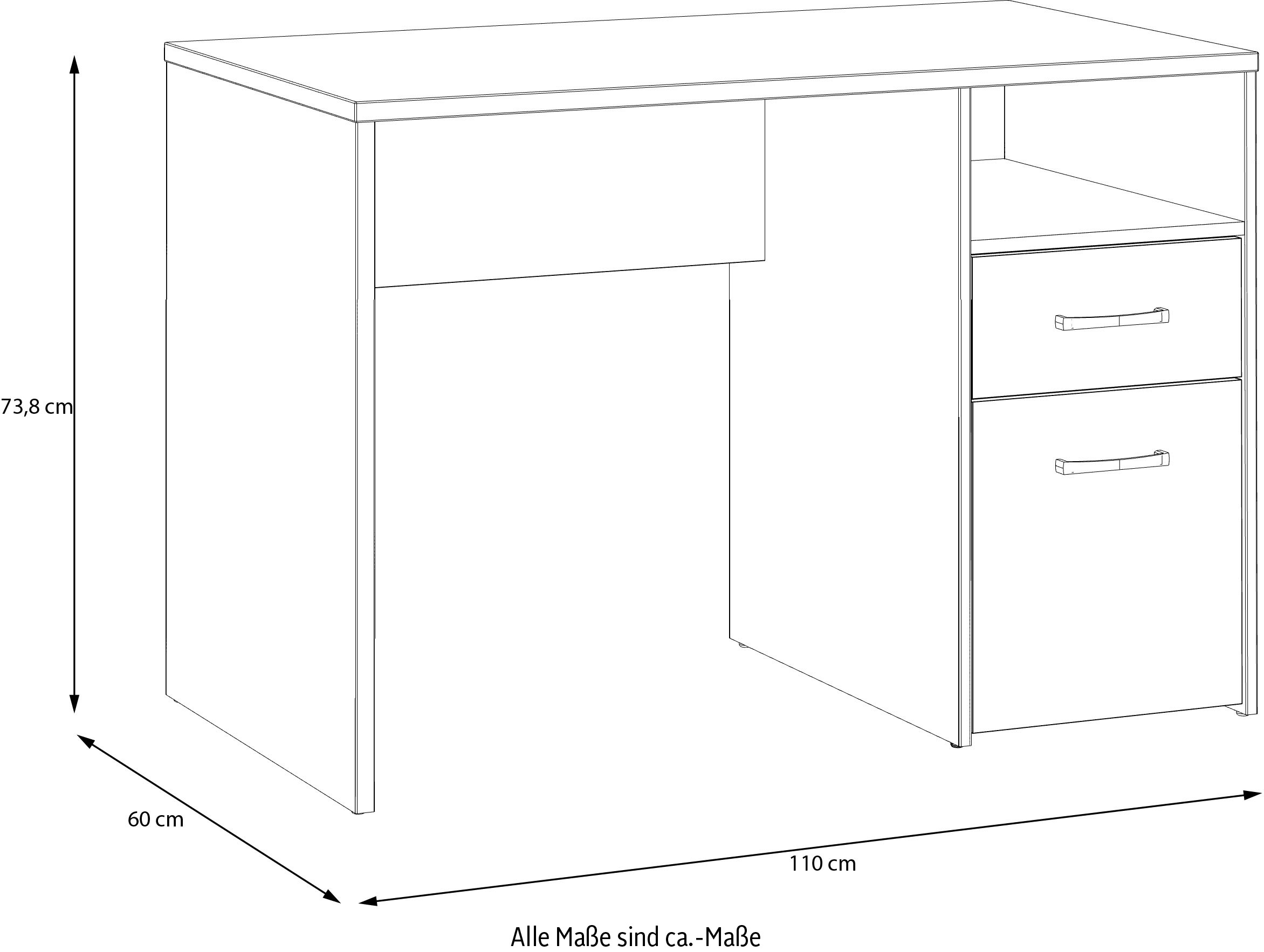 FORTE Schreibtisch »Culgoa«, Schreibtisch, Stauraum, Schubkasten, Türe, offenes Fach, pflegeleicht