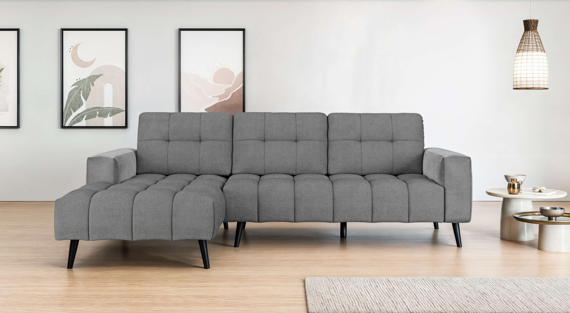 Home affaire Ecksofa "SERINE mit Recamiere rechts/links bestellbar, Maße B/H/T 253/91/161 cm" L-Form mit Wellenunterfederung, 3 Rückenkissen, ohne Bettfunktion
