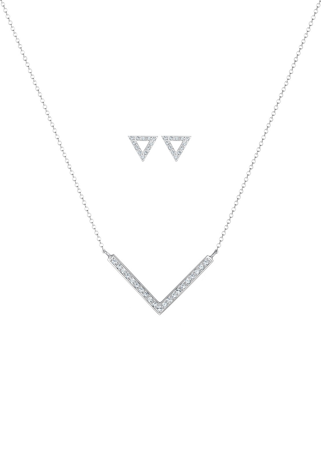 Elli Schmuckset »Dreieck Glas Kristalle Weiß 925 Sterling Silber«