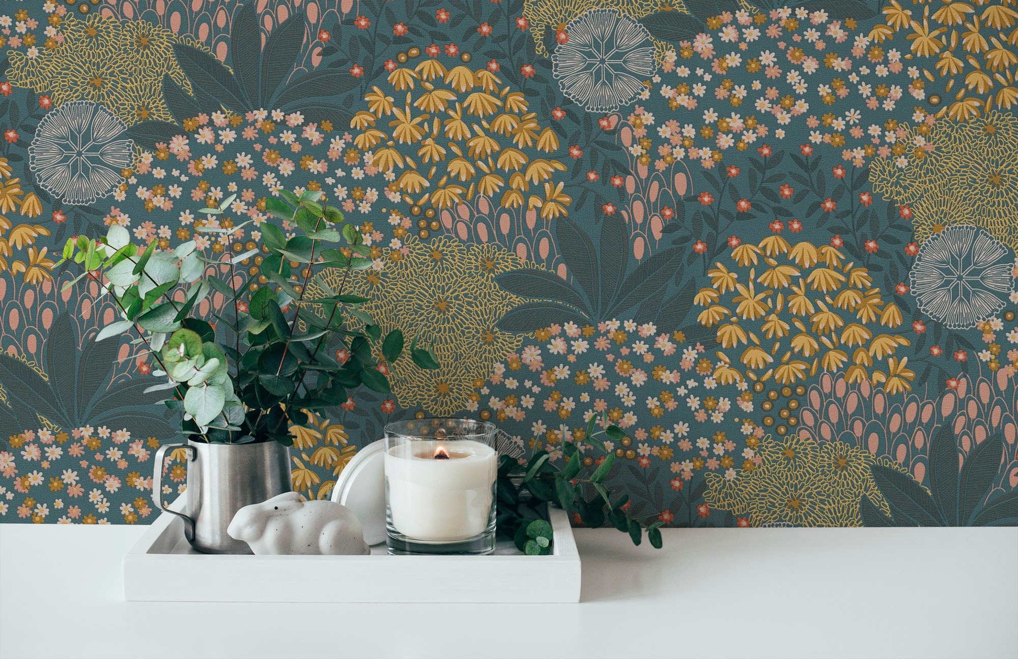 A.S. Création "Nara Blumenwiese" gemustert matt neutral leicht strukturiert Blümchen Pflanzen Landhaus romantisch Floral Waldtapete Tapeten Flur