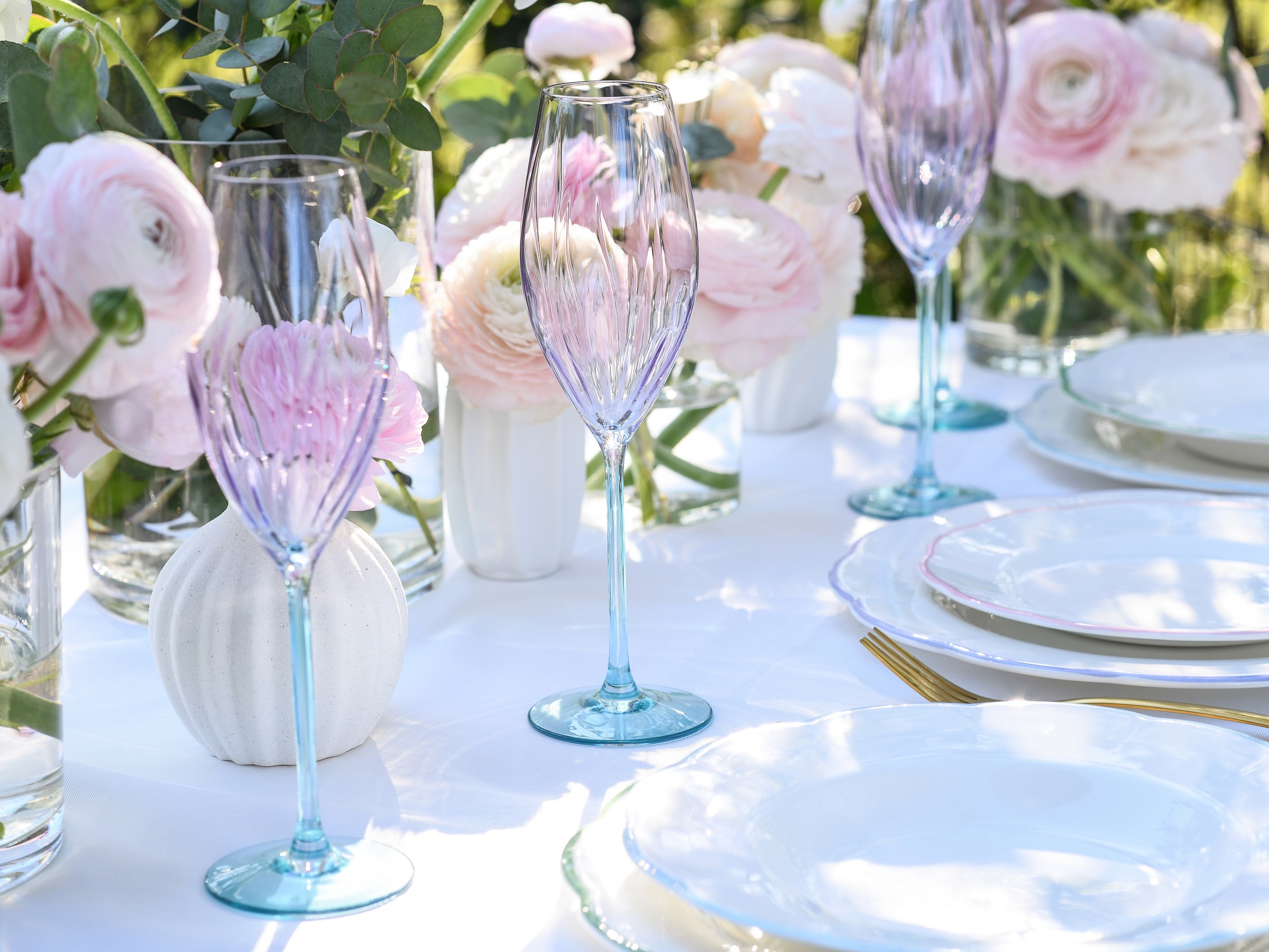 CreaTable Sektglas »Swirly Spring, Sektgläser-Set, 4-tlg.«, (Set, 4 tlg.), Rillen Relief, Modern, Sommerlich, Leicht