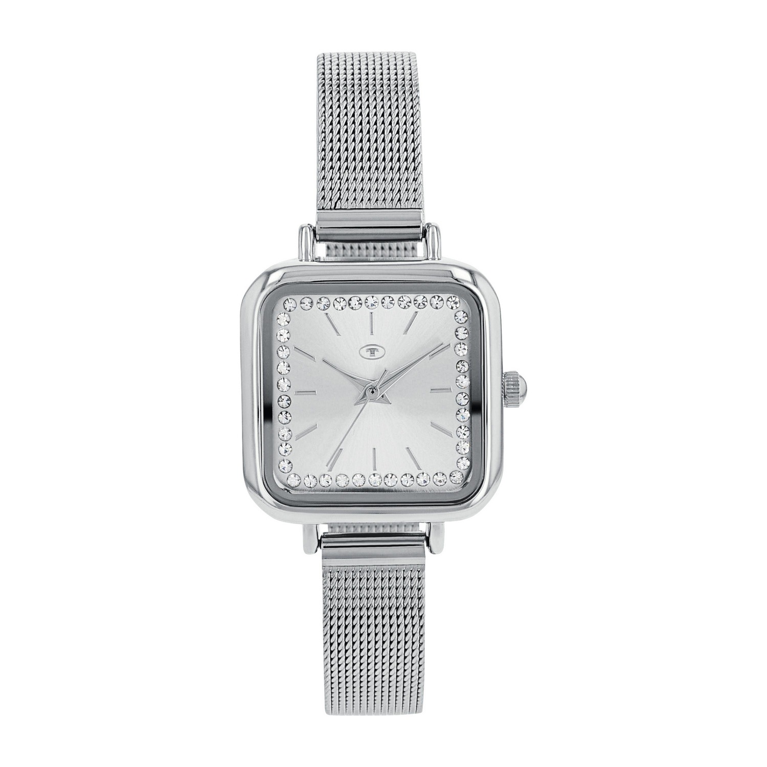 TOM TAILOR Quarzuhr Armbanduhr, Damenuhr, Edelstahlarmband, analog, Kristallsteine