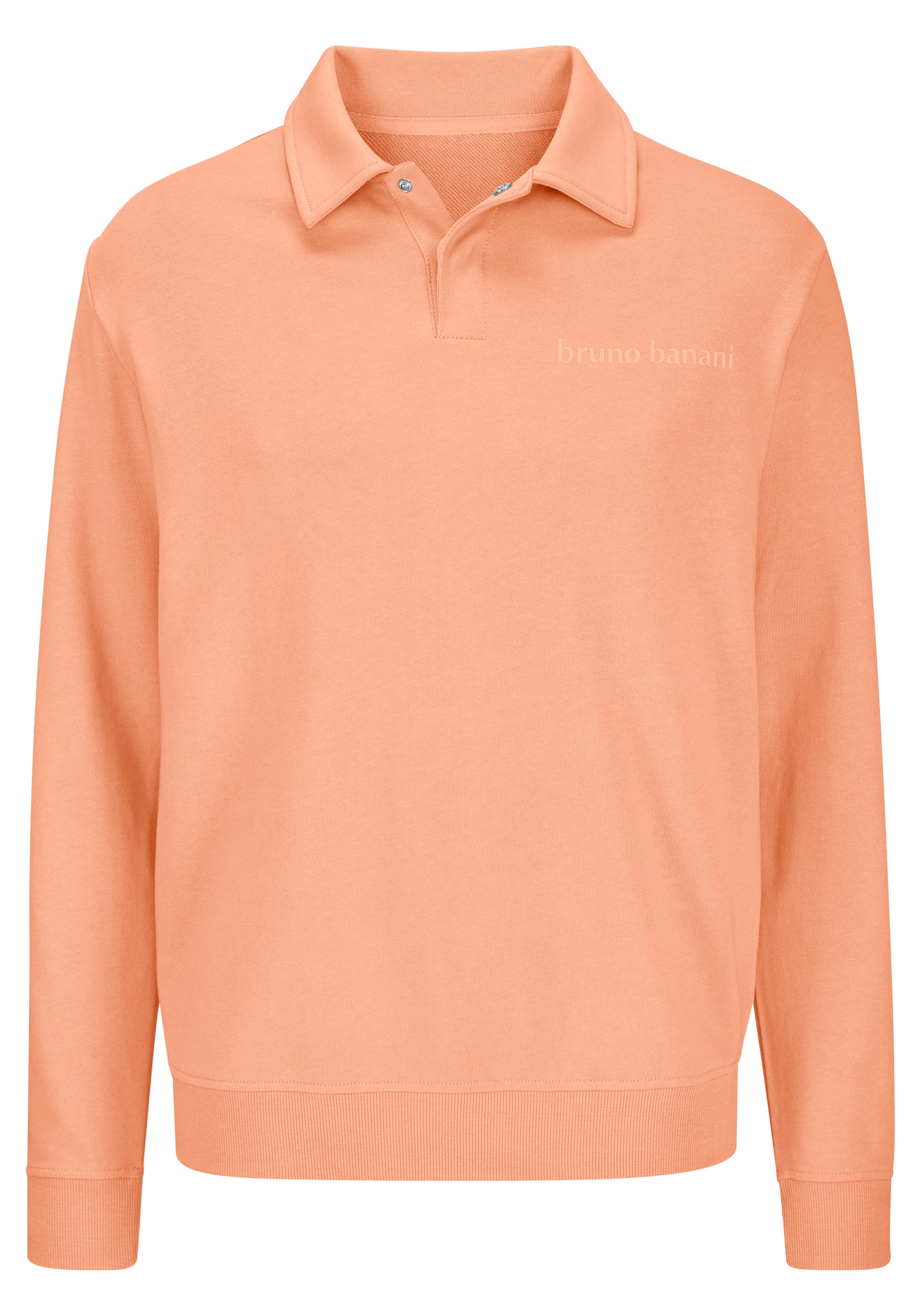 Bruno Banani Sweatshirt »mit Kragen und kleiner Knopfleiste«, Langarmshirt mit Bruno Banani-Logo aus reiner Baumwolle