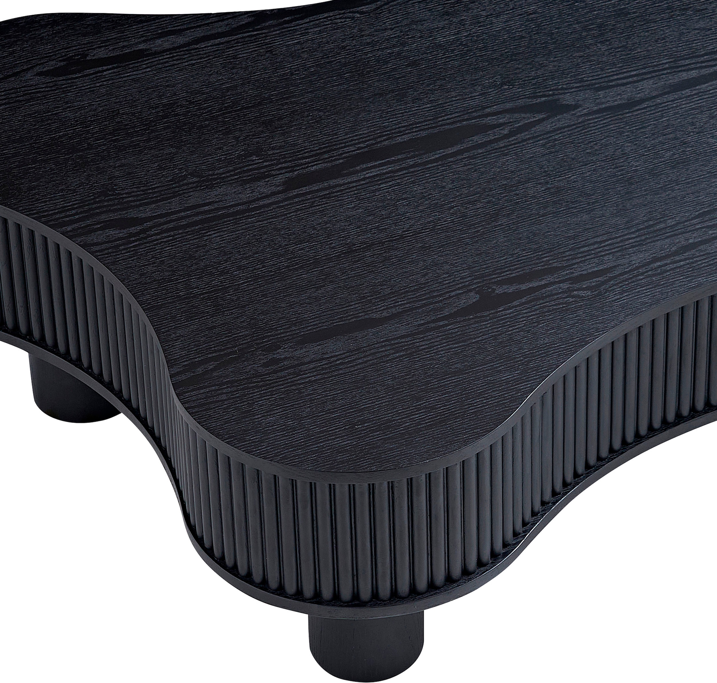 SalesFever Couchtisch »Wohnzimmertisch organisch mit Massivholz-Lamellen 115 x 75 cm« 1 Stk. tlg. Stilvoller & moderner Holztisch mit Echtholzfurnier