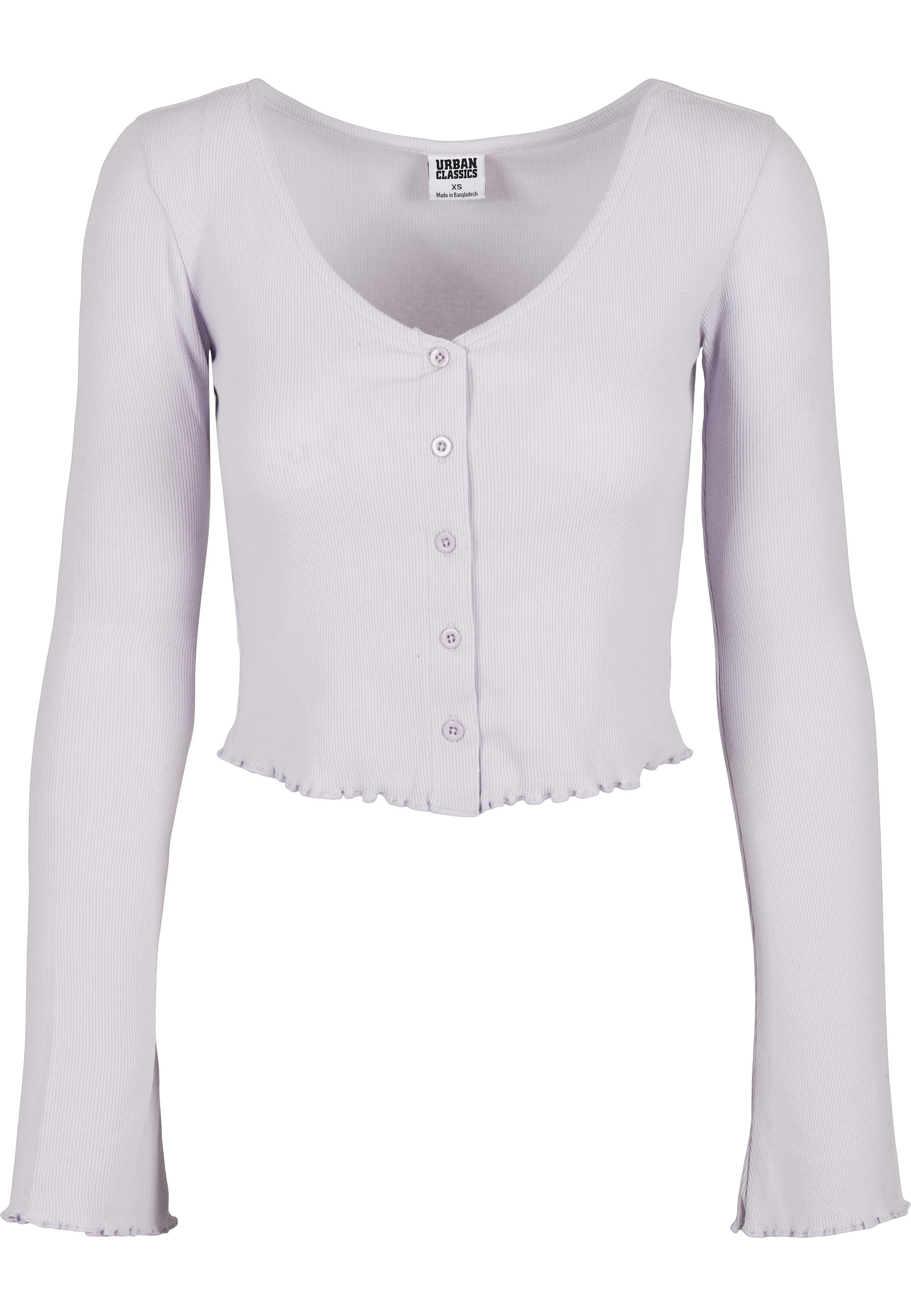 URBAN CLASSICS Langarmshirt "Urban Classics Damen Ladies Cropped Rib Cardigan" 1 Stk.