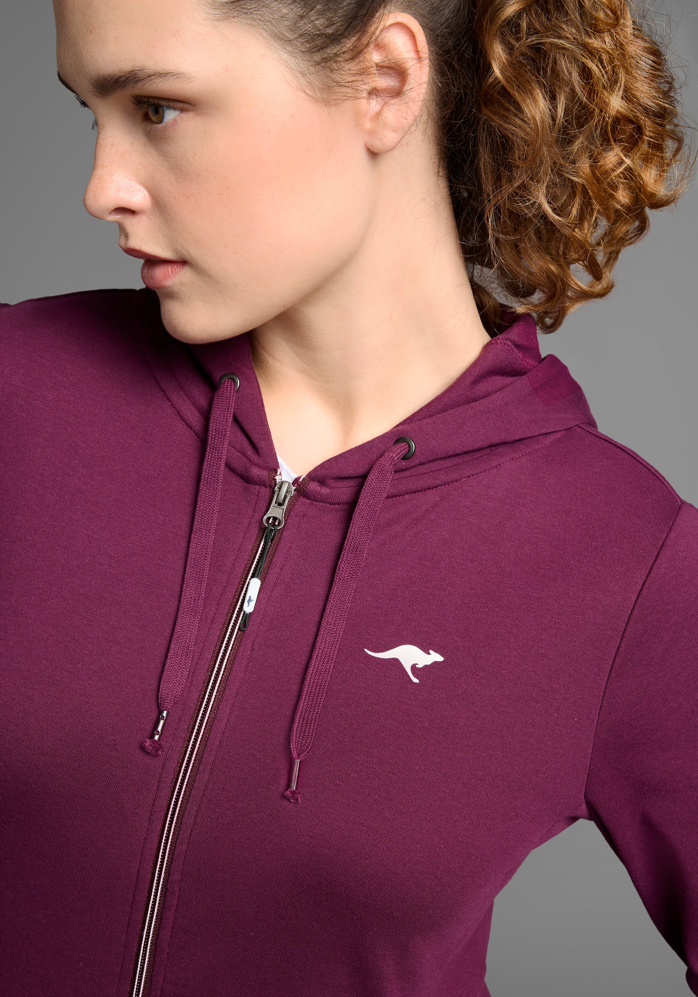 Jogginganzug KANGAROOS, Damen, Gr. 56, lila (aubergine, schwarz), Interlock, Obermaterial: 60% Baumwolle, 40% Polyester, figurumspielend, Sportanzüge Jogginganzug, Große Größen, Topseller 3